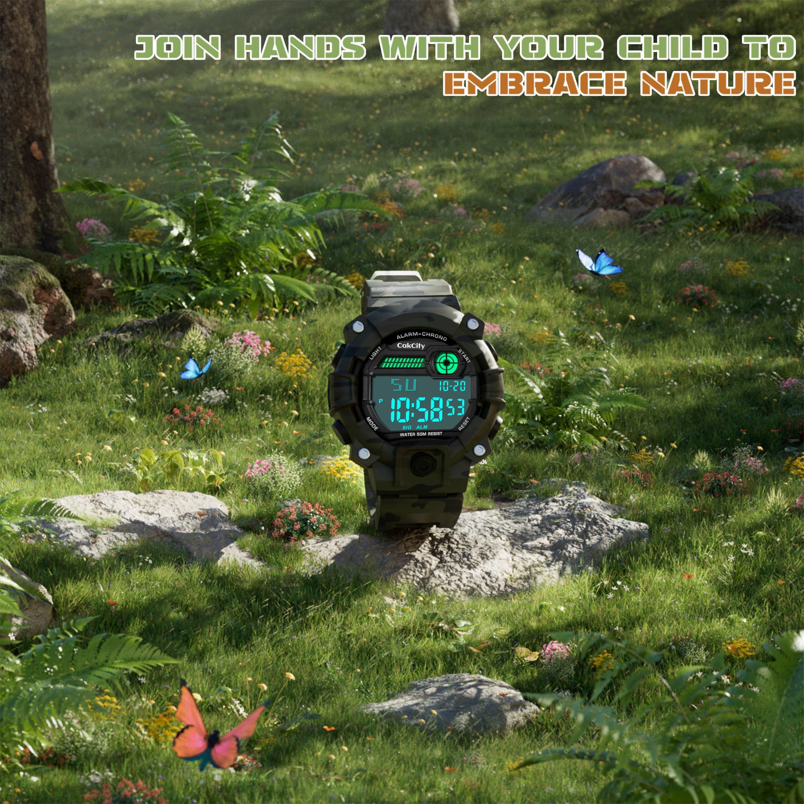 CakCity Boys Camouflage LED Sport Watch,Digital Military Wrist Kids Wa - View 8