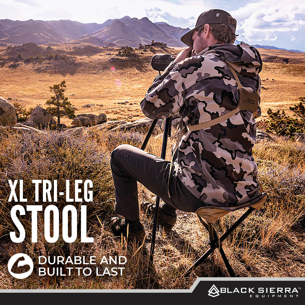 Black Sierra Folding Hunting Stool Lightweight Portable Seat - Black Sierra Equipment Official Imagery - 7