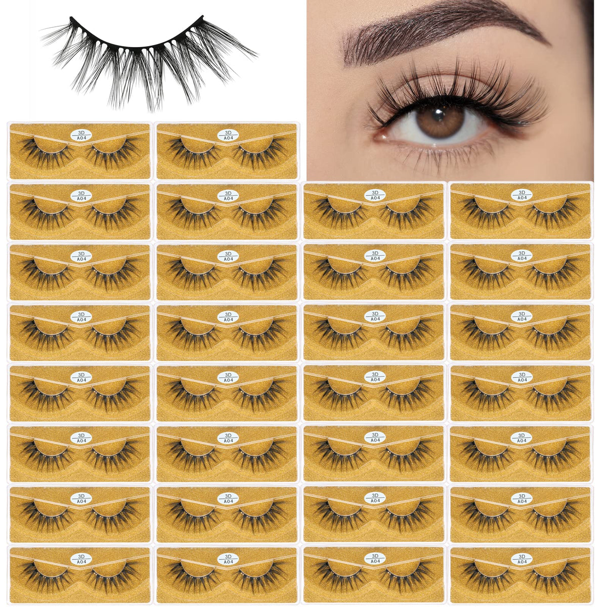 Wholesale Faux Mink Lashes 30 Pairs 3D A03 Medium Length - FARRED Official Imagery - 6