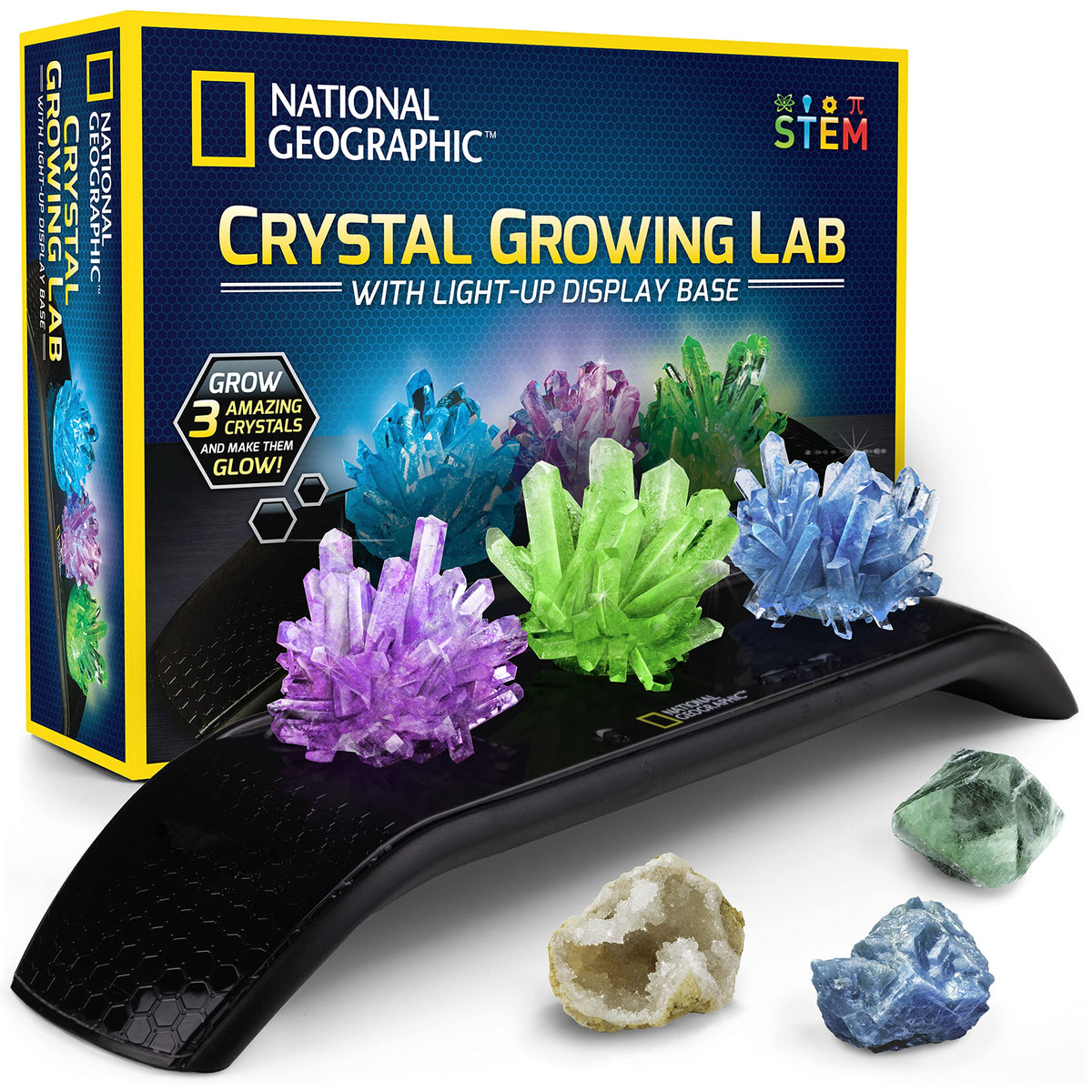 National Geographic Crystal Growing Kit with 3 Crystals for - Blue Marble Official Imagery - 1