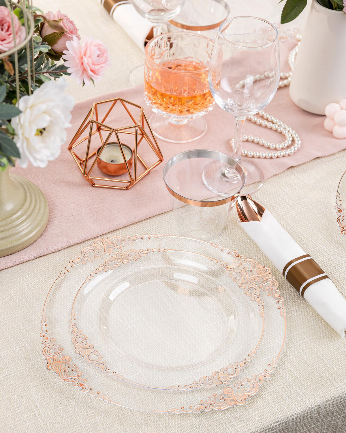 Nervure 175Pcs Rose Gold Plates Disposable Party Plates for - Nervure Official Imagery - 5