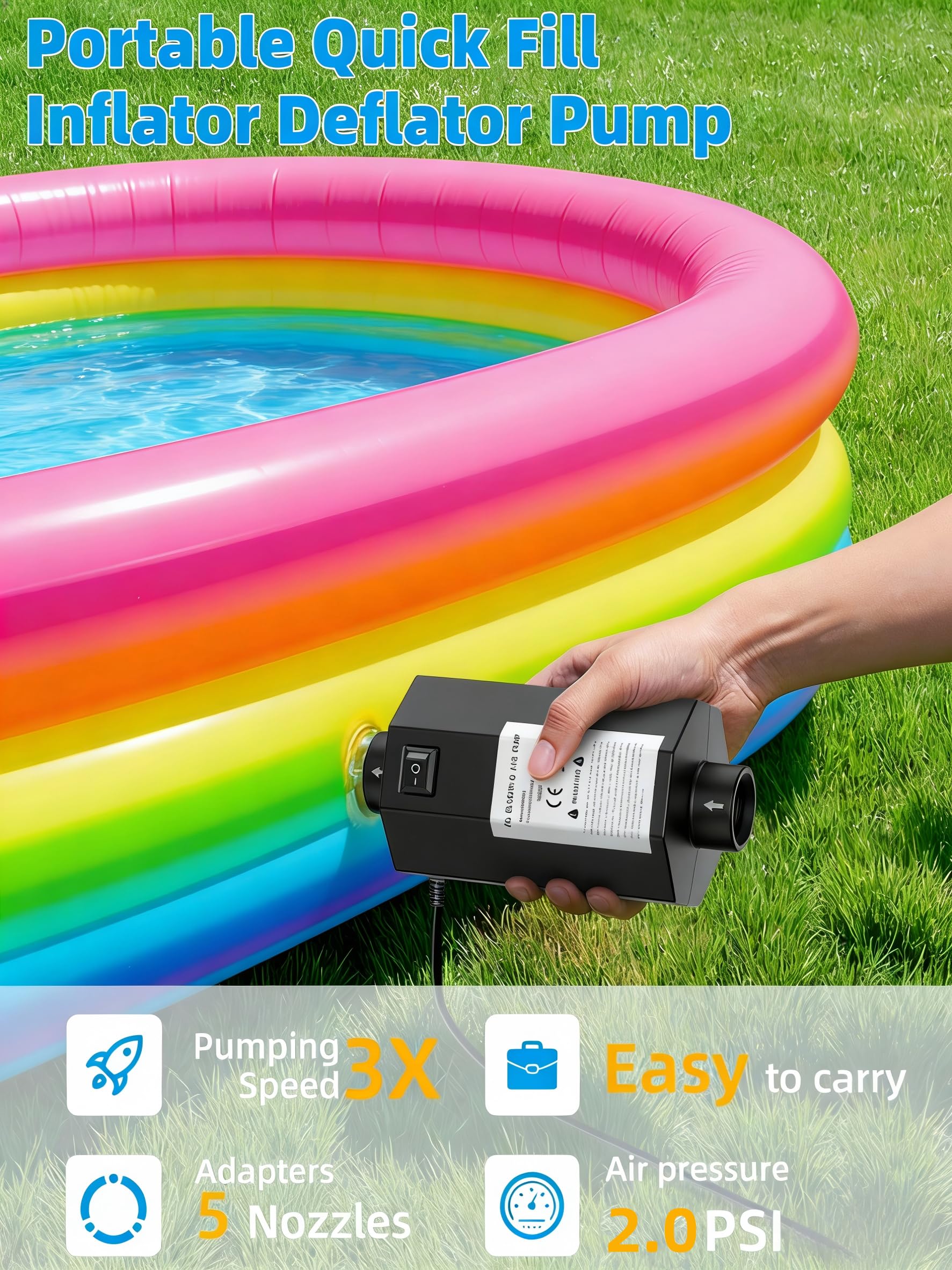 Fumxi Quick-Fill Inflatable Bed Pump,Electric Air Pump Inflator/Deflat - View 6
