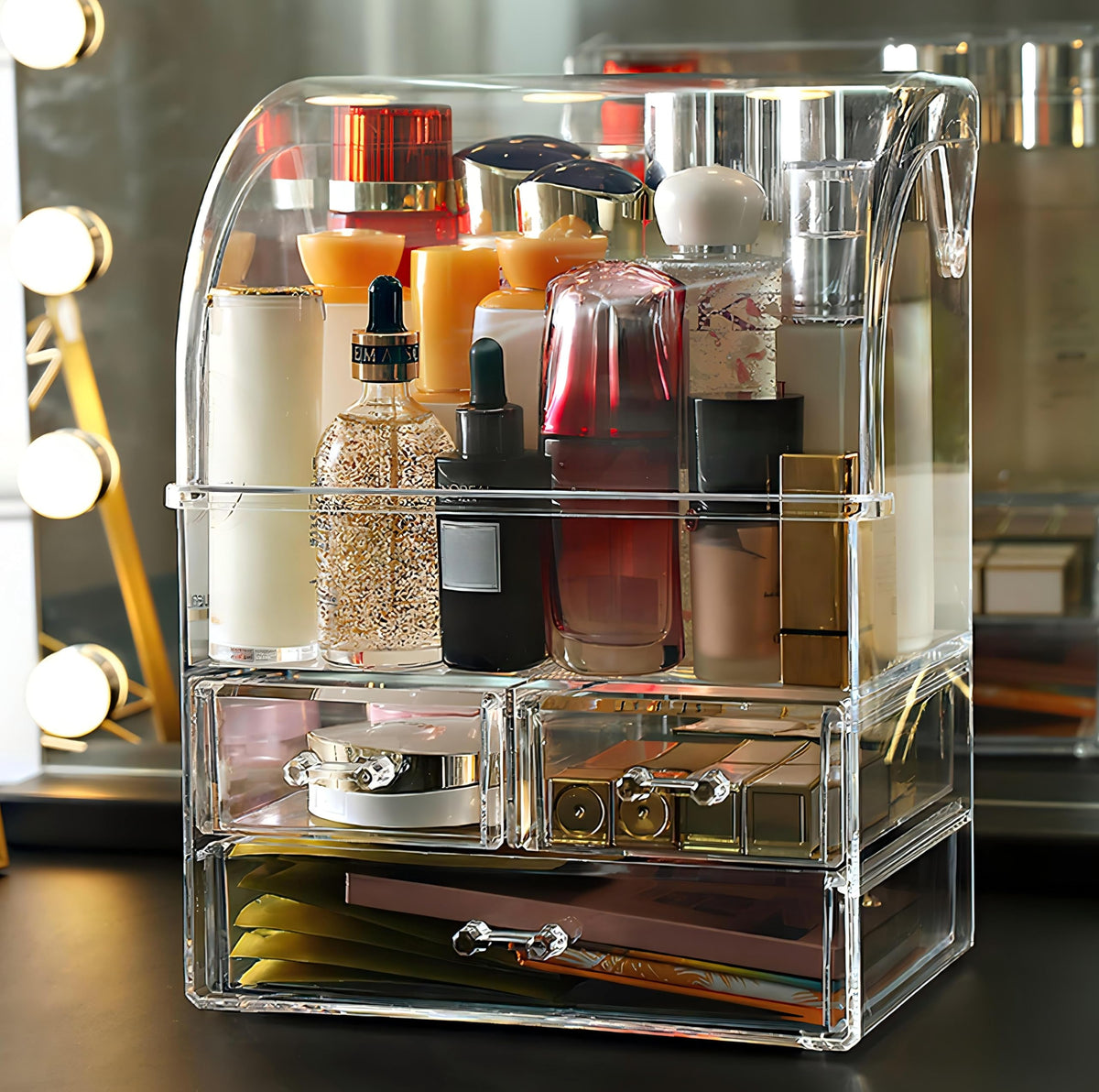 Clear Large Acrylic Makeup Organizer With Lid Cosmetic - UShioart Official Imagery - 7
