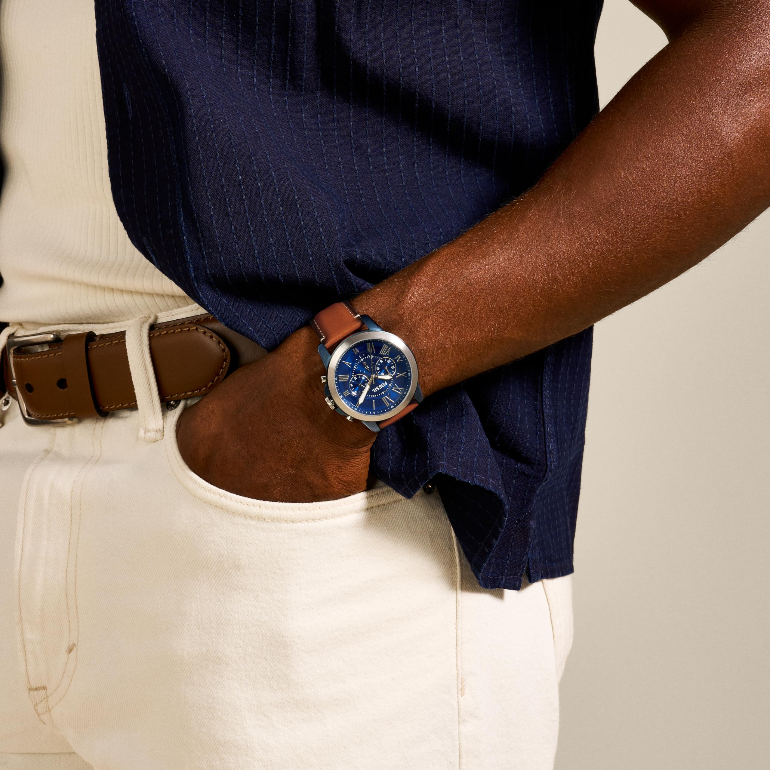 Fossil Grant Men's Chronograph Watch Silver/Blue FS5151