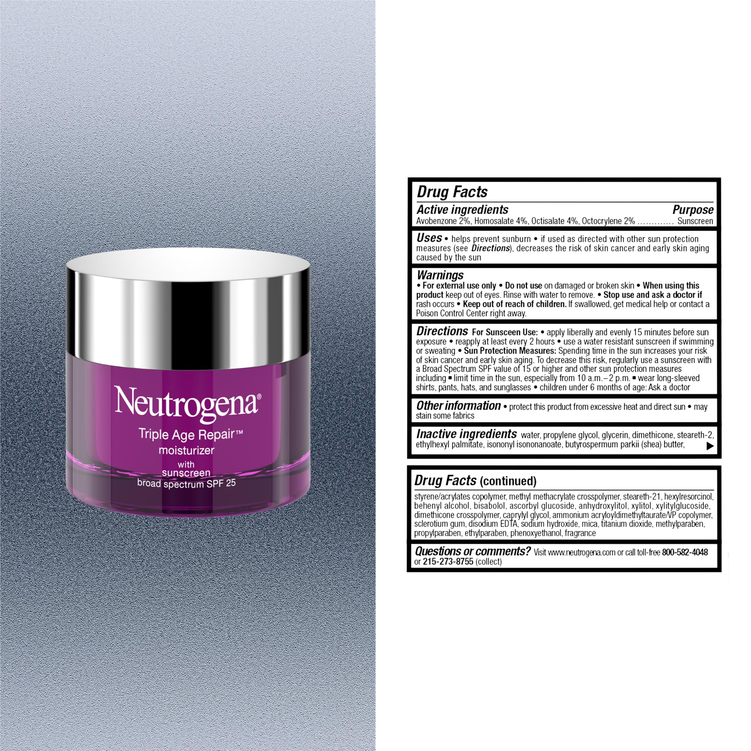 Neutrogena Triple Age Repair Face Moisturizer, SPF 25, 1.7 fl. oz - Neutrogena