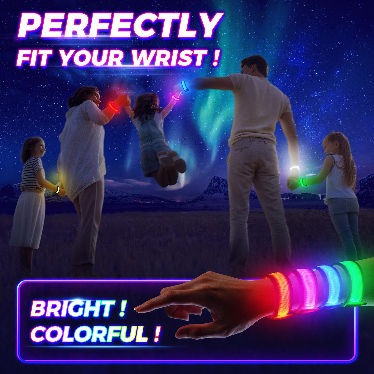 FANL 8 Pack LED Glow Bracelets 8 Colors Light Up Party - FANL Official Imagery - 8