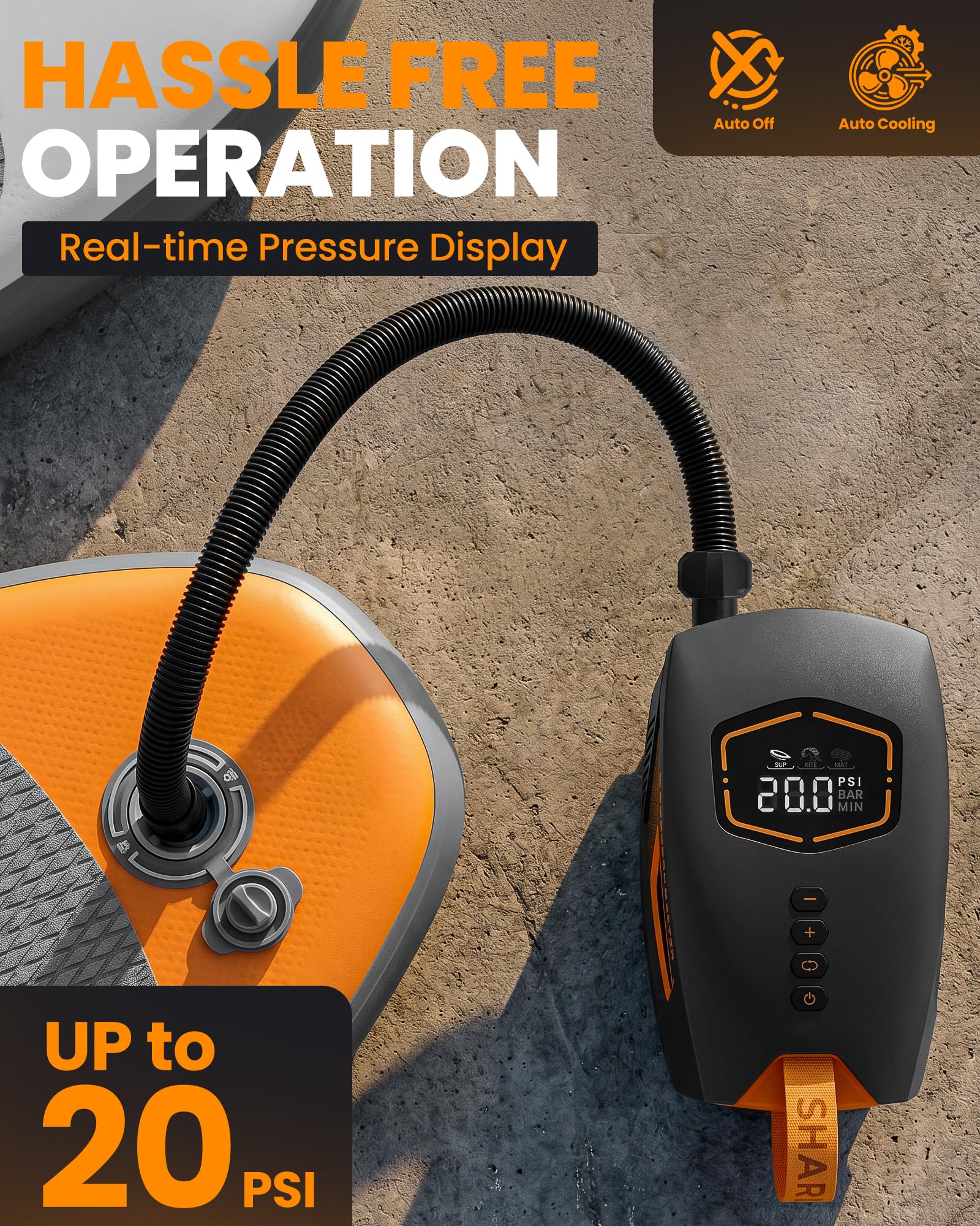 OutdoorMaster Shark 3 Mini 74Wh Portable Paddle Board Pump Electric - View 5