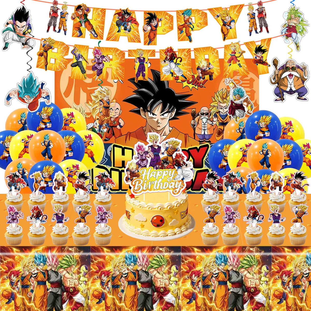 43PCS Dragon Ball Birthday Party Supplies Banner Cake Topper - KROCEUS Official Imagery - 2