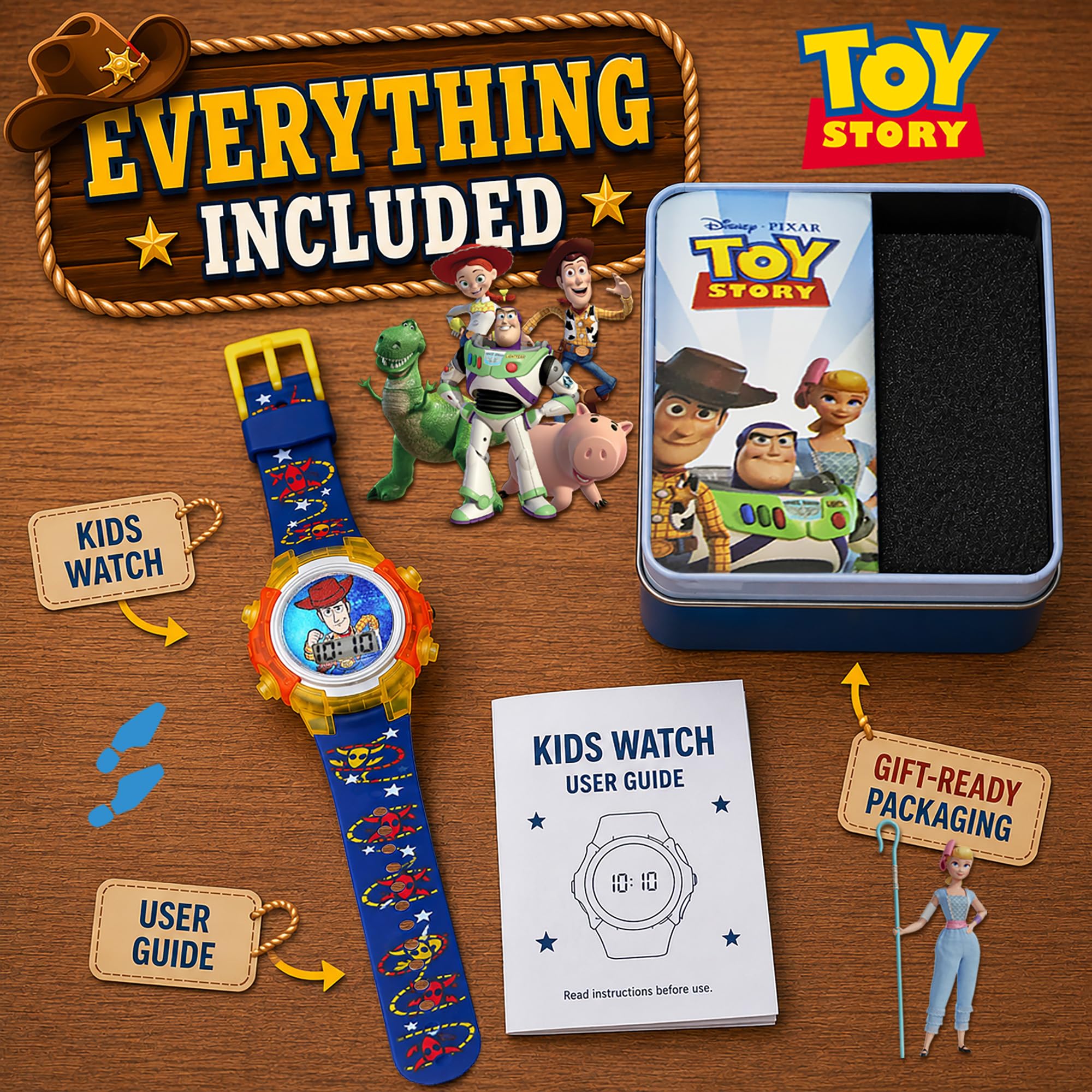 Accutime Toy Story 4 Kids Digital LCD Watch – Flashing Dial, Woody Cha - View 7