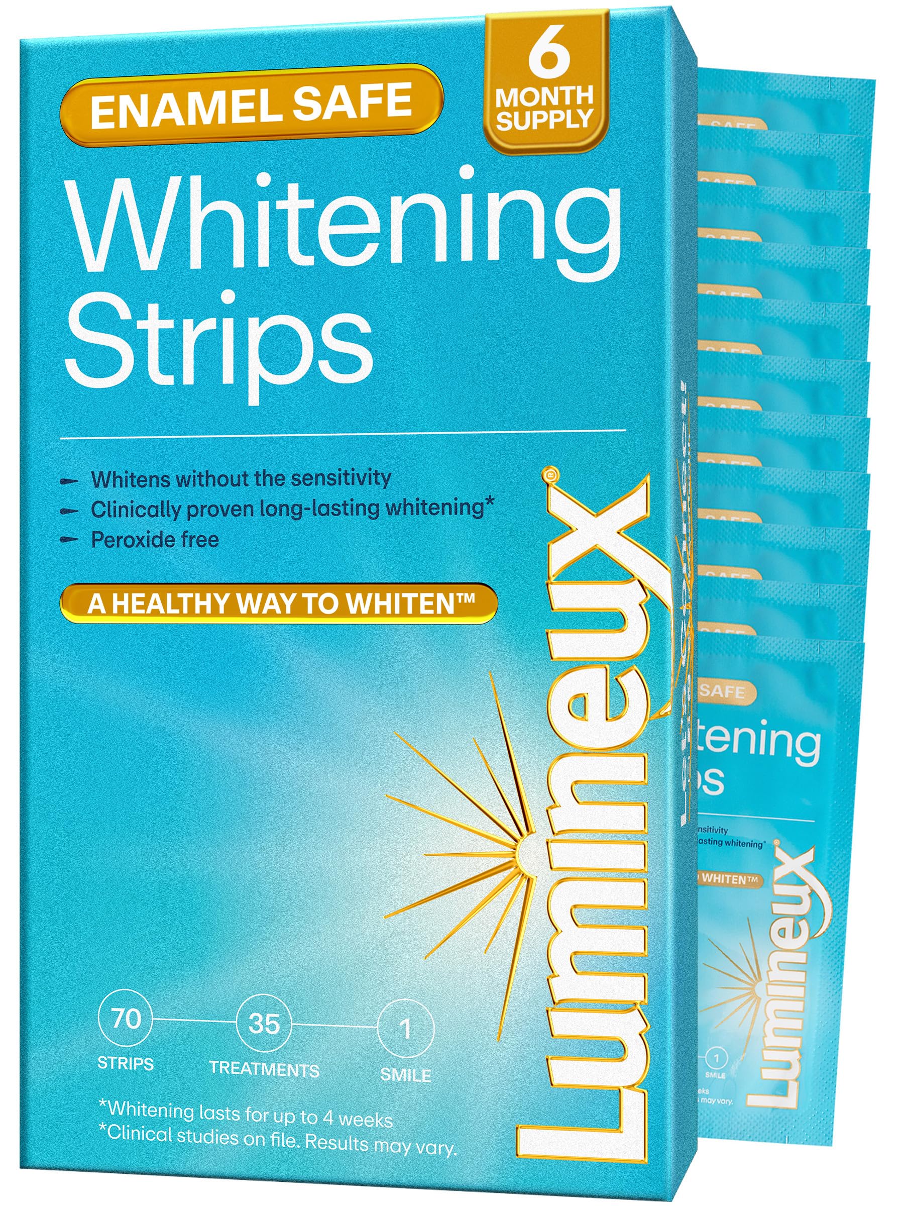 Lumineux Teeth Whitening Strips, Peroxide Free, 9 Treatments (1 Month) - Lumineux Official Product View 9