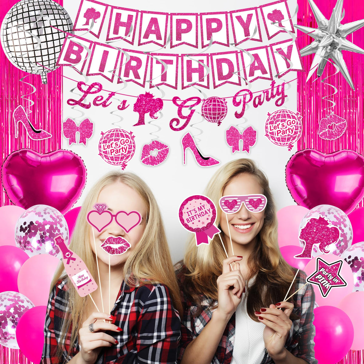99 Piece Hot Pink Birthday Party Decorations for Women - JOLJUMP Official Imagery - 6