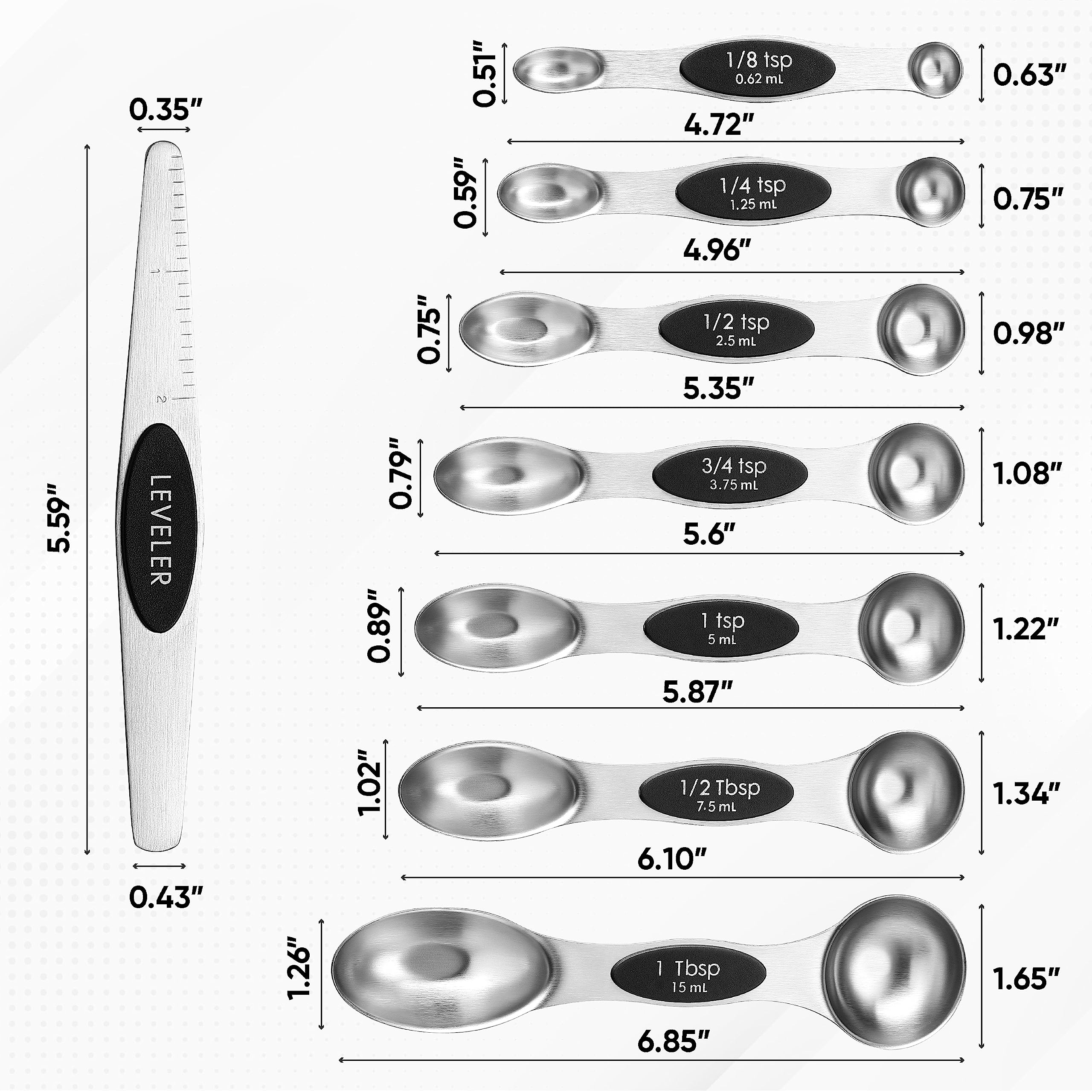Spring Chef Magnetic Measuring Cups & Spoons Set of 15 with Level by Spring Chef - Angle View 3