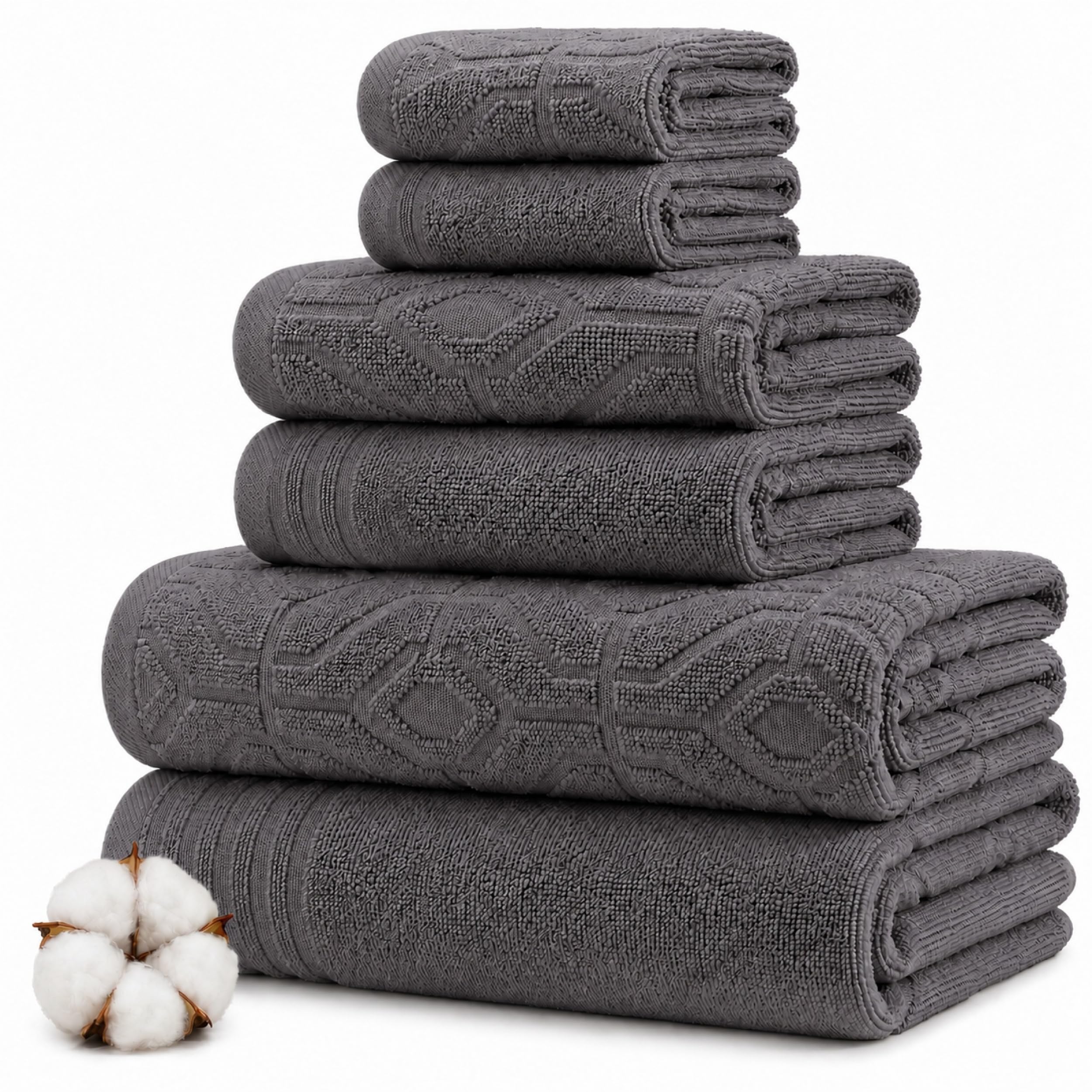 Modern Threads 6 Piece Bath Towel Set – Bathroom Towel Set with - Product Imagery