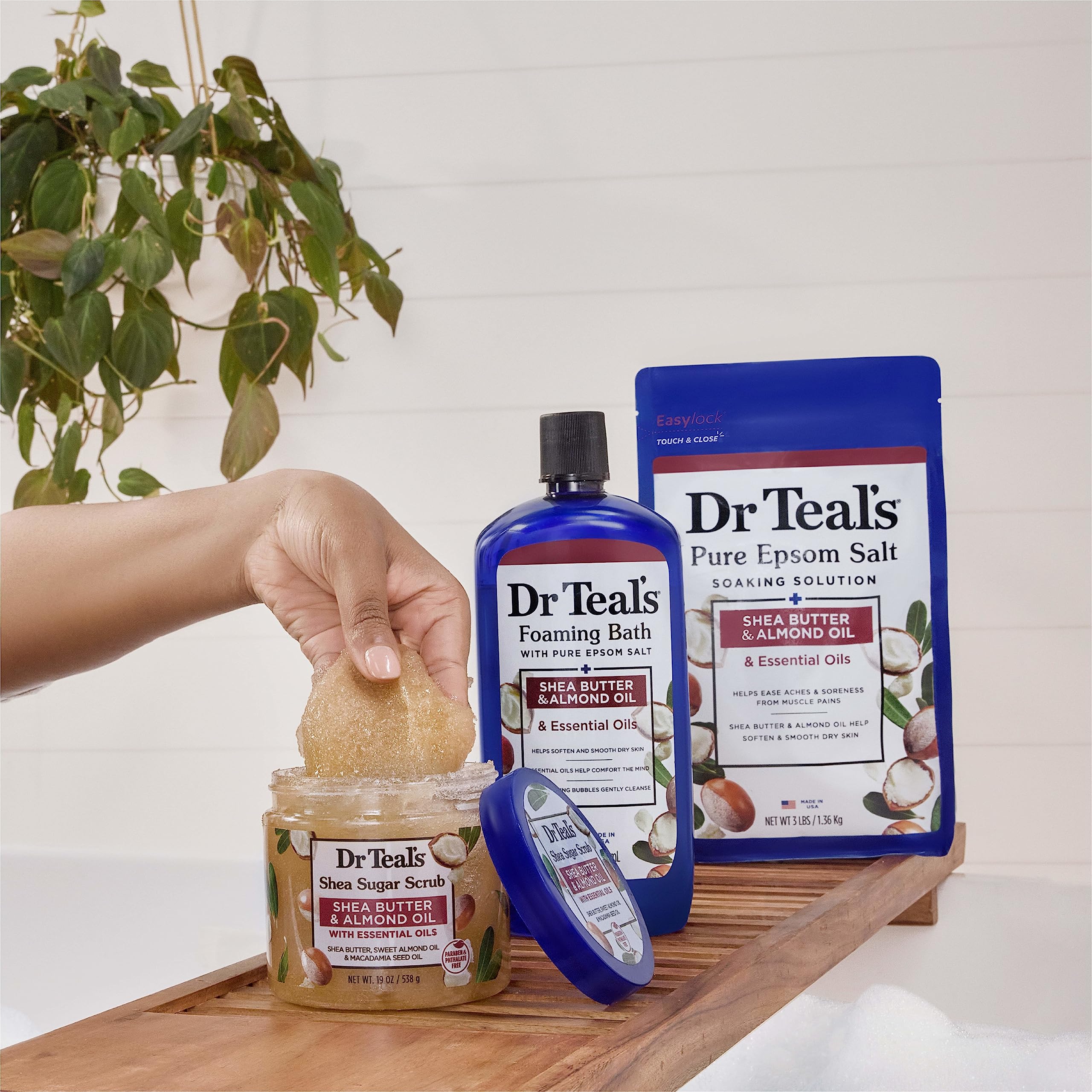 Dr Teal's Shea Sugar Body Scrub, Shea Butter with Almond Oil & Essential Oils - Dr Teal's Official Product View 9