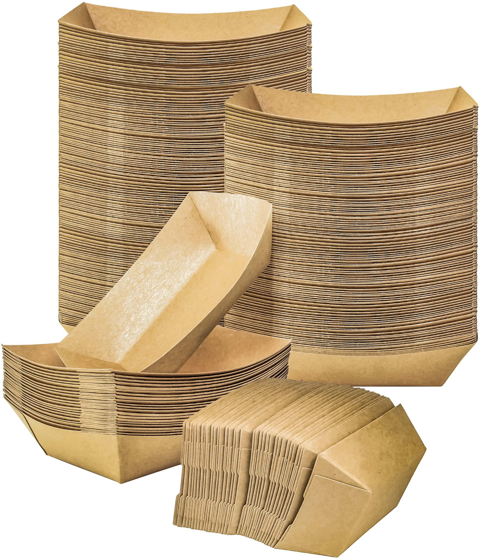 100 Pack 2lb Paper Food Trays, Heavy-Duty Paper Food Boat - Product Imagery