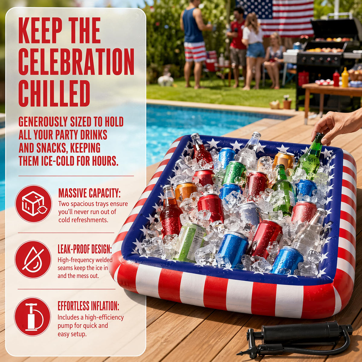 2 Pack Inflatable Serving Bar Tray Portable Buffet Cooler - Bekecidi Official Imagery - 8