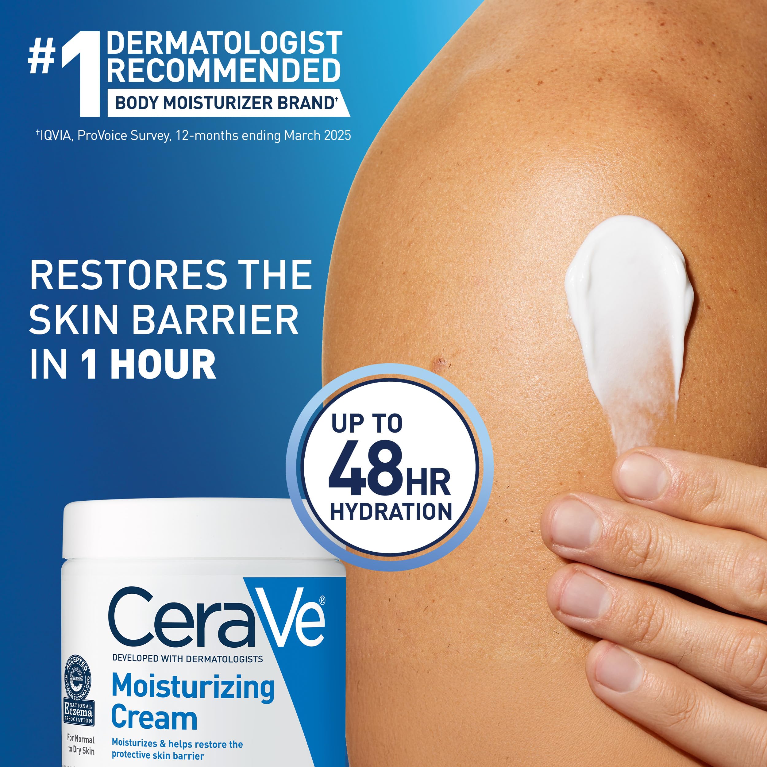CeraVe Moisturizing Cream, Face & Body Moisturizer for Dry Ski... - CeraVe Official Product View 4