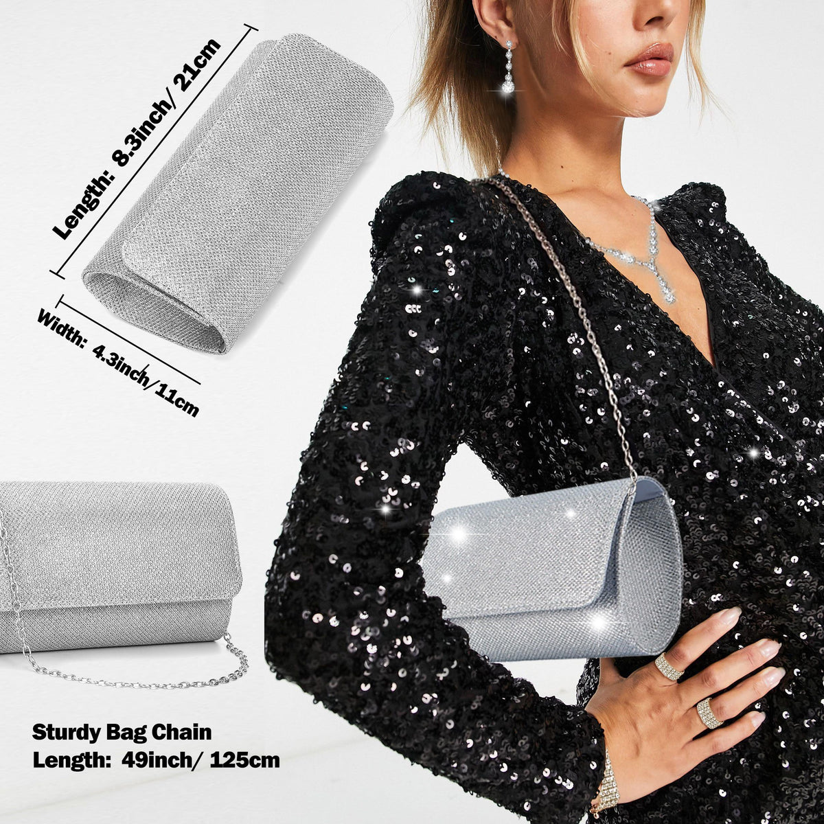 GIFIKOI 11Pcs Clutch Purse Crystal Jewelry Set for Women - GIFIKOI Official Imagery - 3