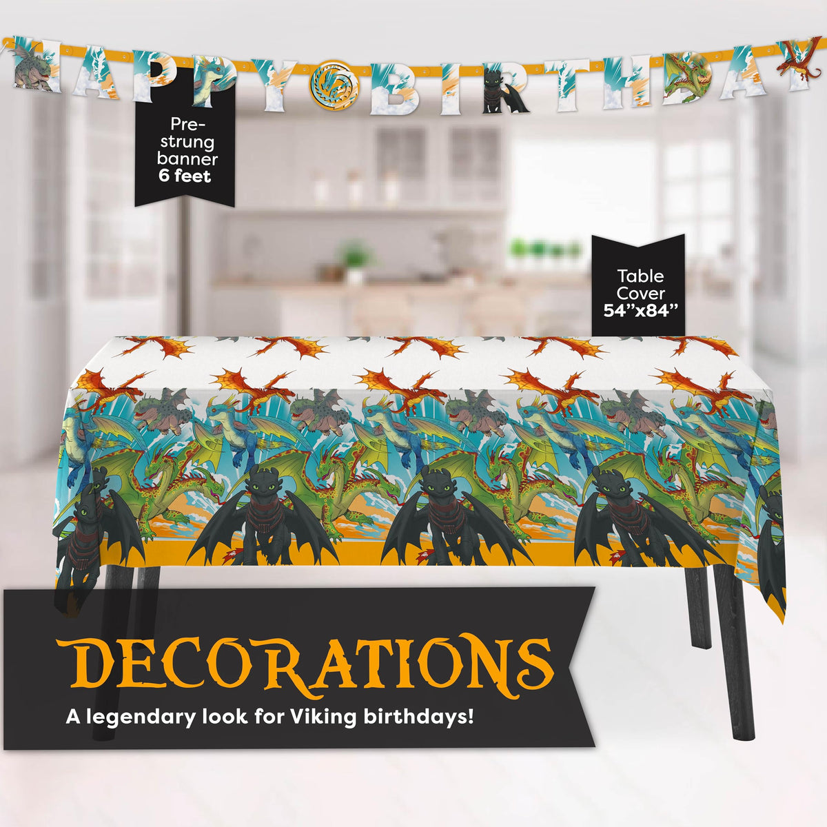 How to Train Your Dragon Party Supplies with Banner Mask - Unique Official Imagery - 4