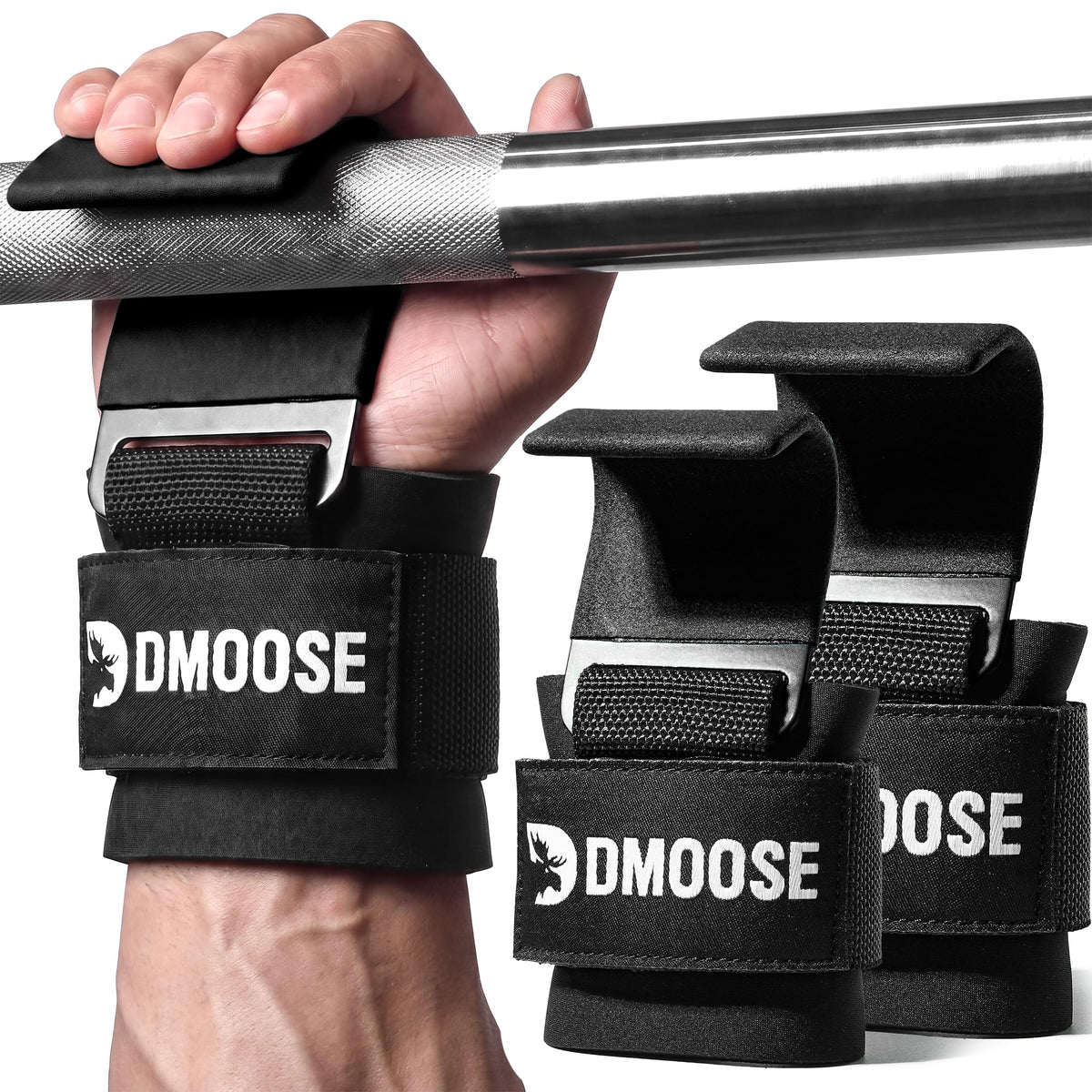 DMoose Fitness Weight Lifting Hooks for Deadlifts Pull Ups - DMoose Fitness Official Imagery - 2