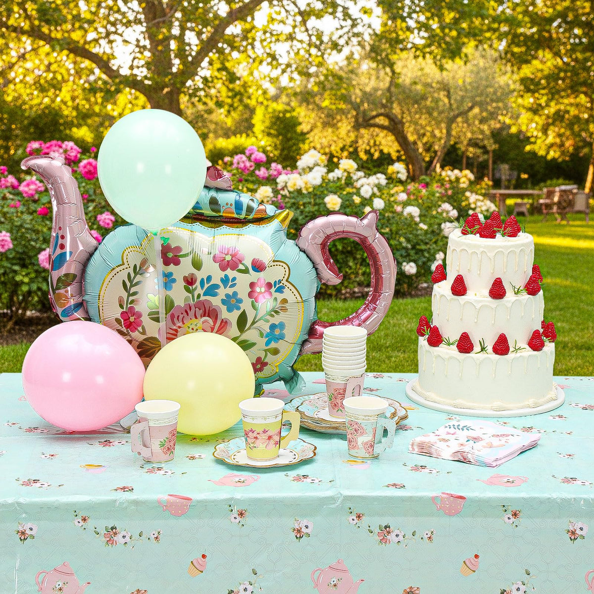 Foldtier 174 Pcs Tea Party Decor Supplies for 12 Guests - FoldTier Official Imagery - 6