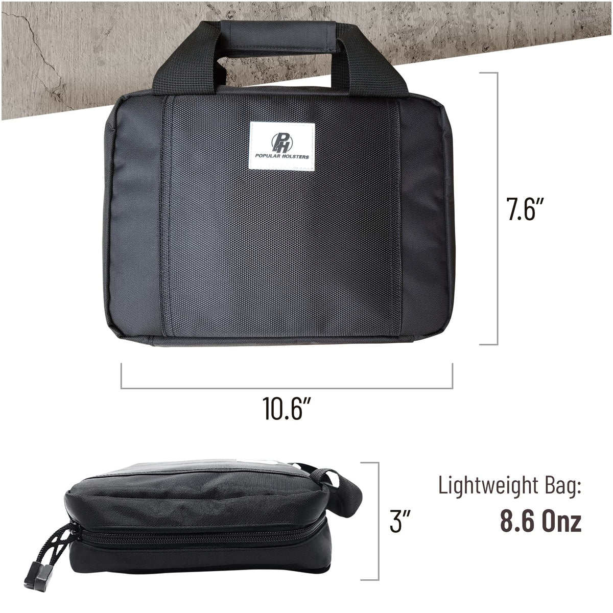 Pistol Case for Handguns Revolvers 9mm to Full Size Range - Popular Holsters Official Imagery - 7
