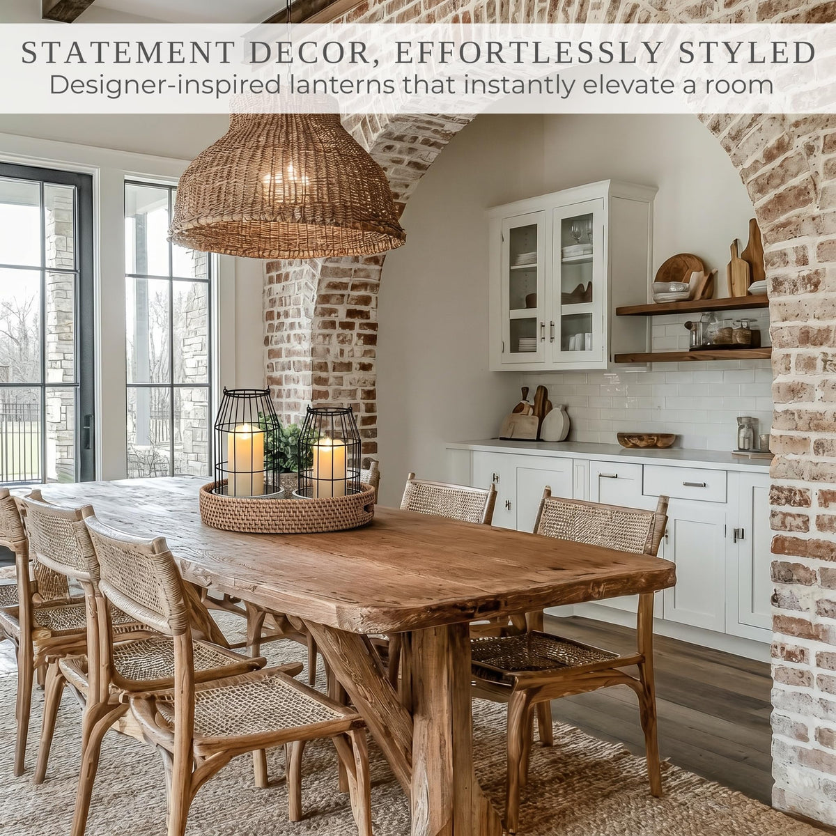 Rustic Farmhouse Lantern Decor Set of 2 - KIBAGA Official Imagery - 7