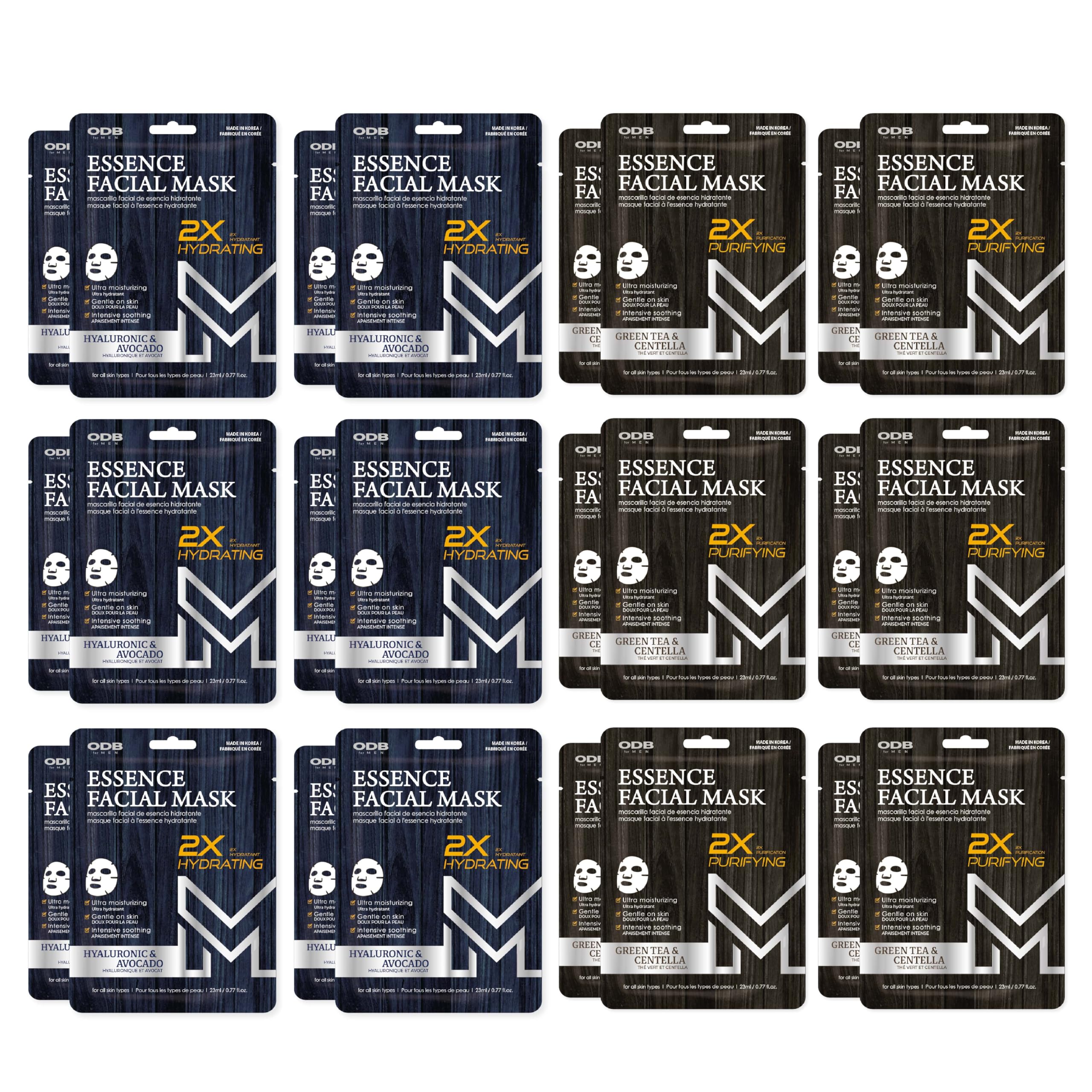 ODB Men Face Sheet Mask, Green Tea &amp; Centella - ORIGINAL DERMA BEAUTY
