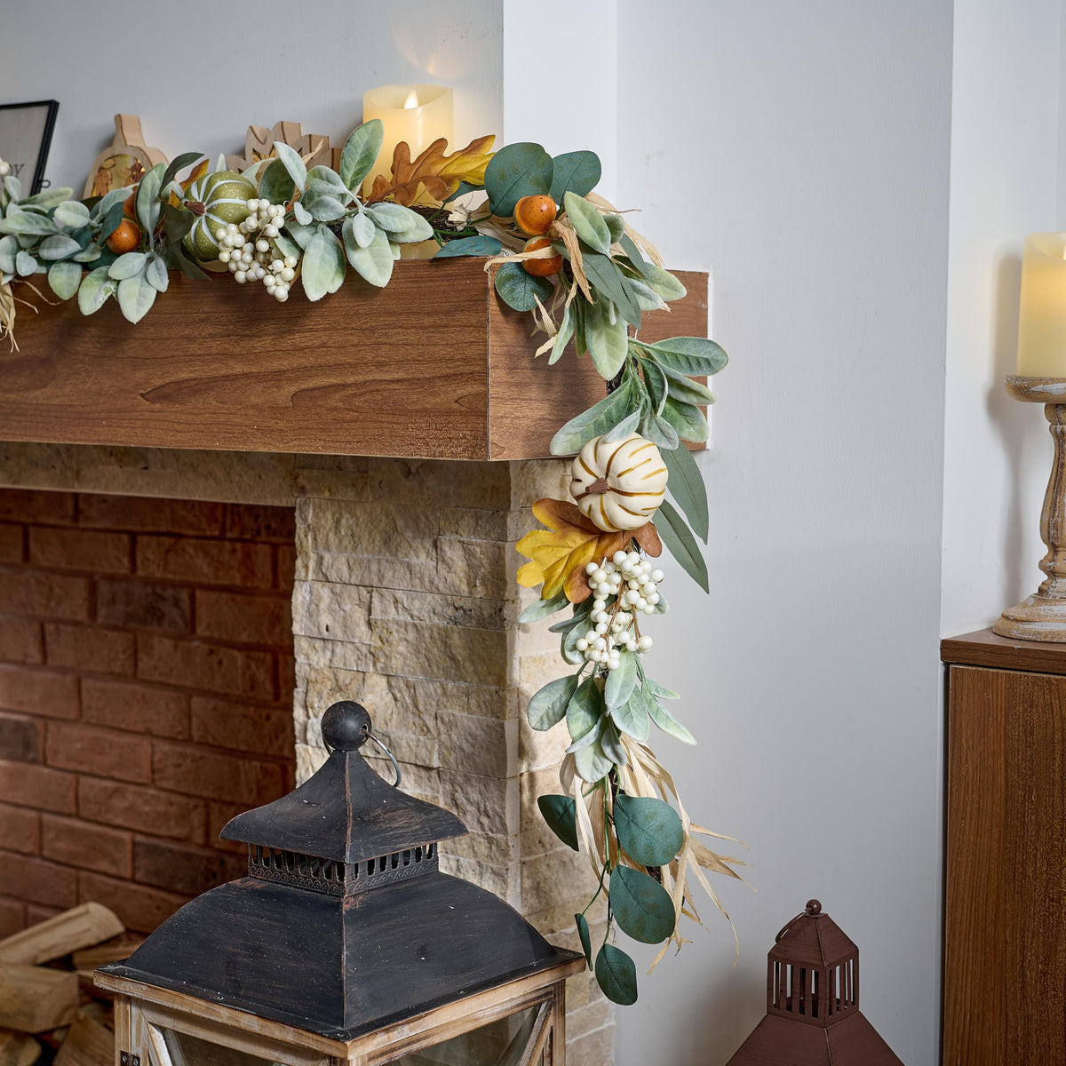 Valery Madelyn 6ft Fall Garland for Mantle with Pumpkins - Valery Madelyn Official Imagery - 3