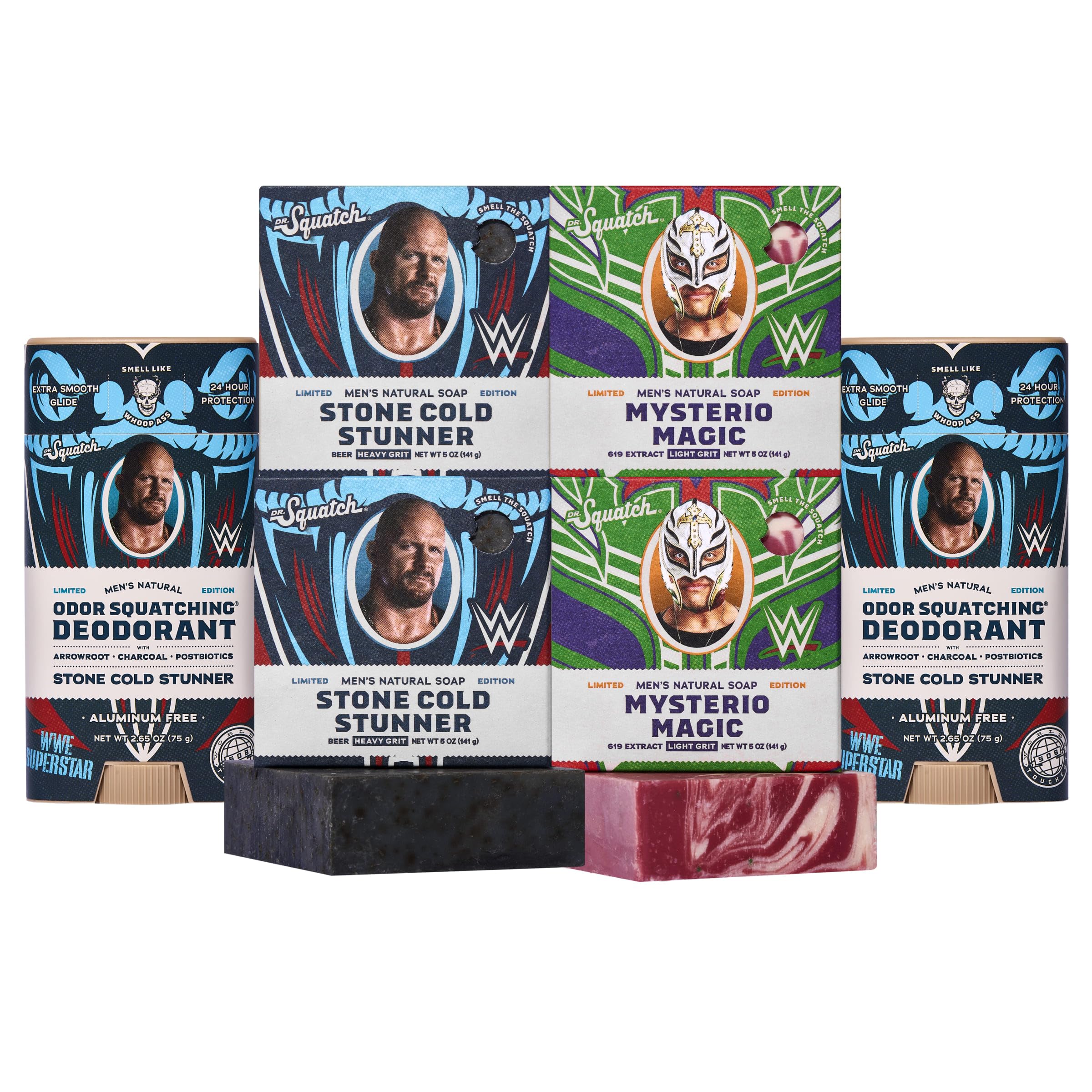 Dr. Squatch WWE Collection - Natural 4 Soap, 2 Deodorant Gift - Product Imagery