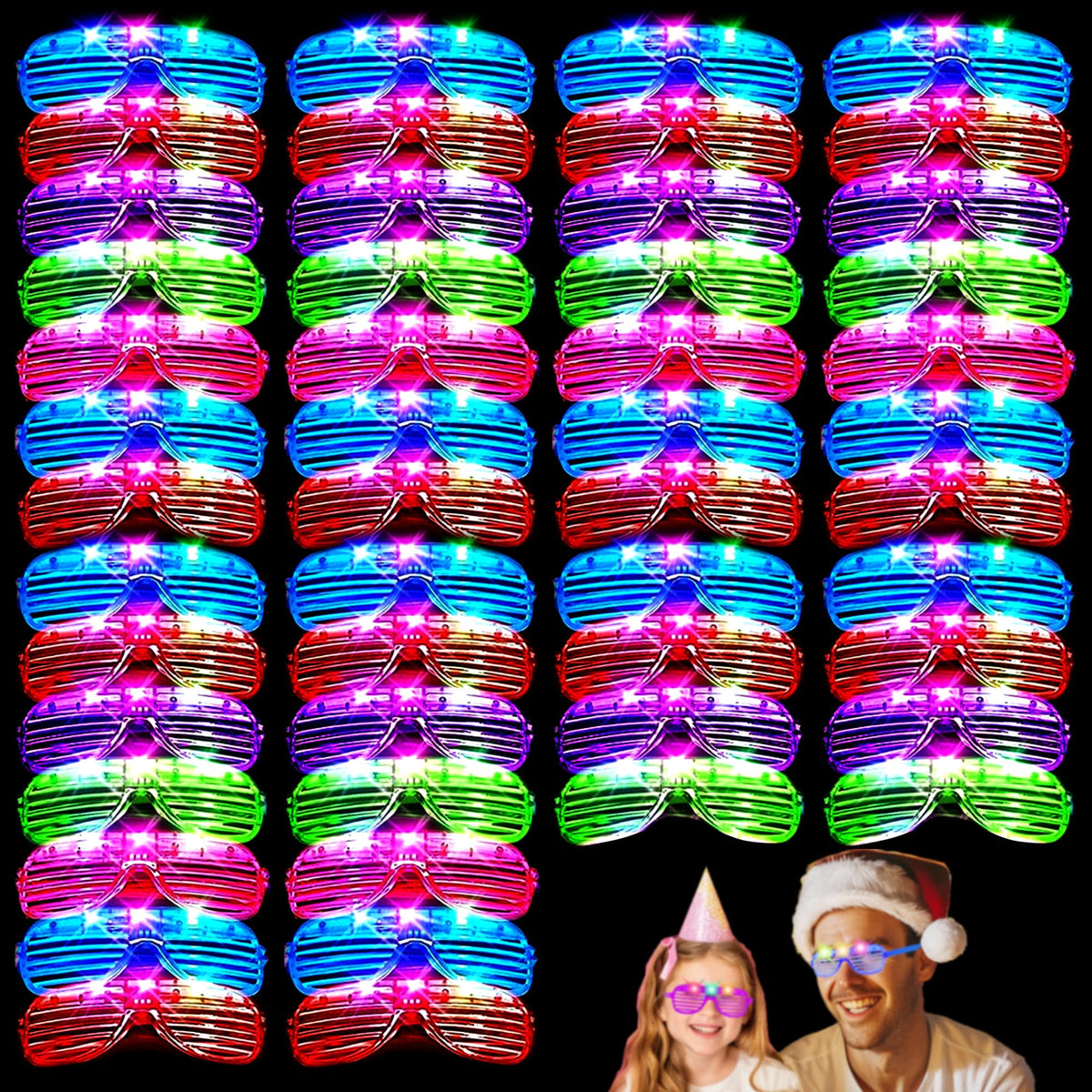 40 Pack Led Glasses Light Up Glasses Glow Glasses Glow In - Zaaaslsm Official Imagery - 1
