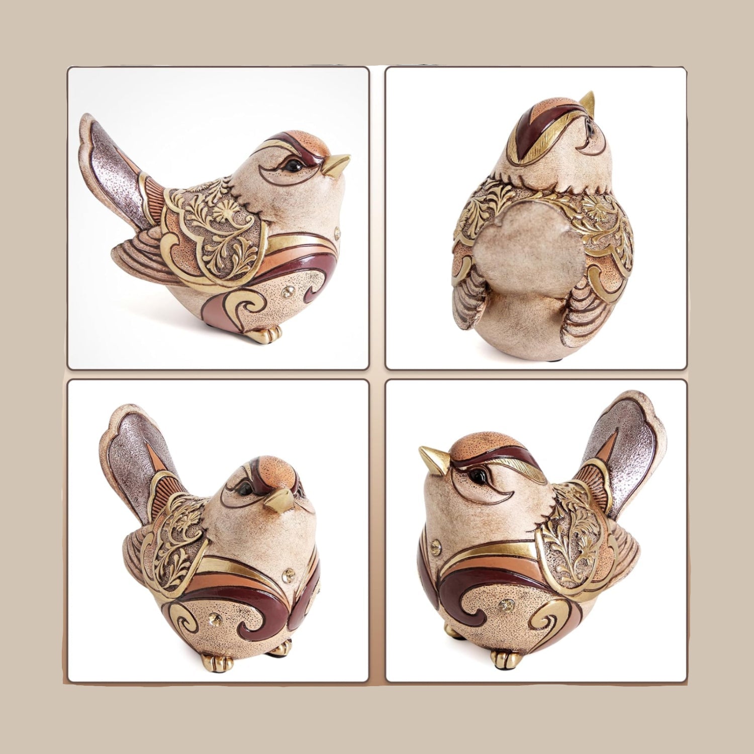 Leekung boho bird figurine sculpture for home decor, decorative bird statue for shelf accents and modern interior styling