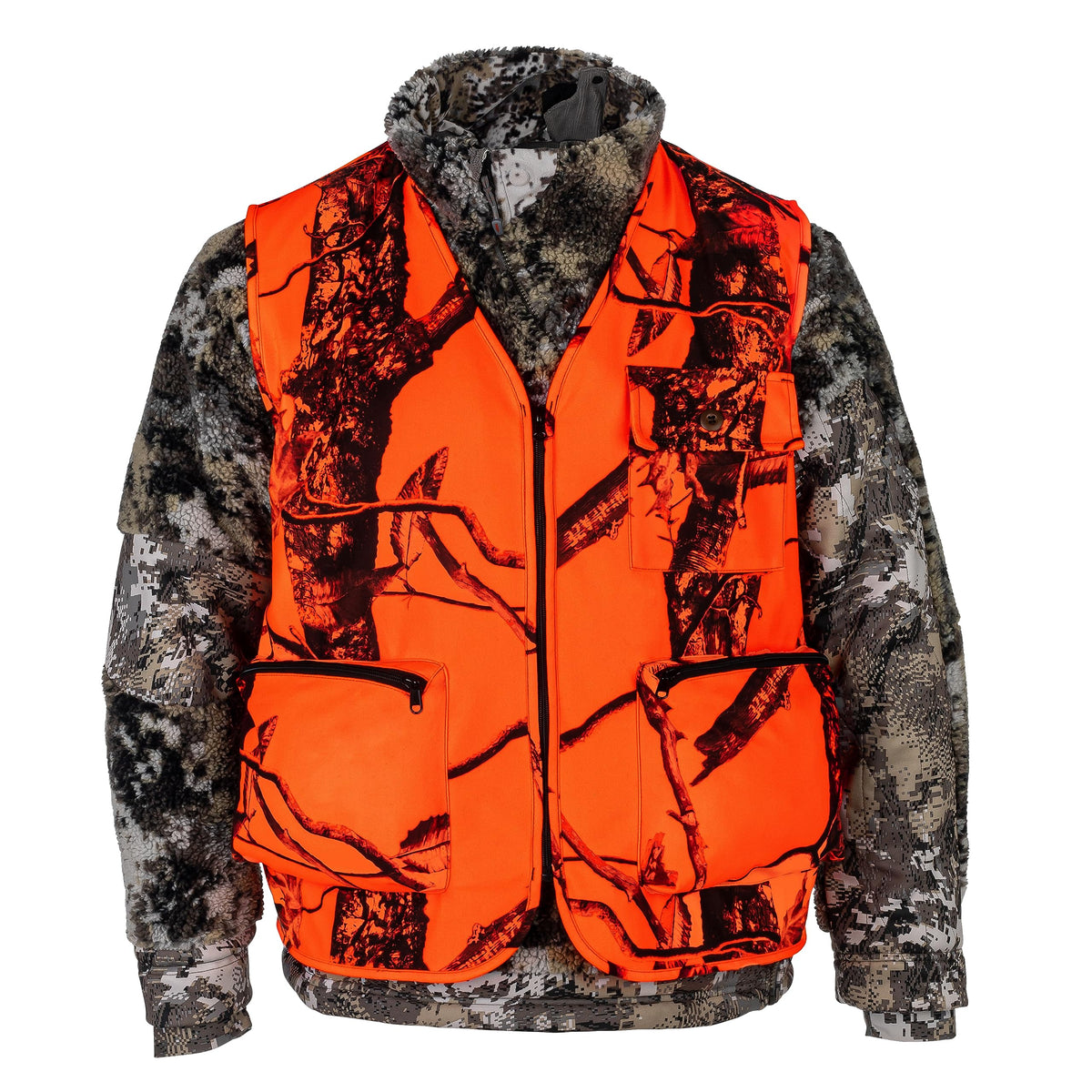 Blaze Orange Deer Hunting Vest with Pockets Hi Vis - Klarny Outdoors Official Imagery - 1