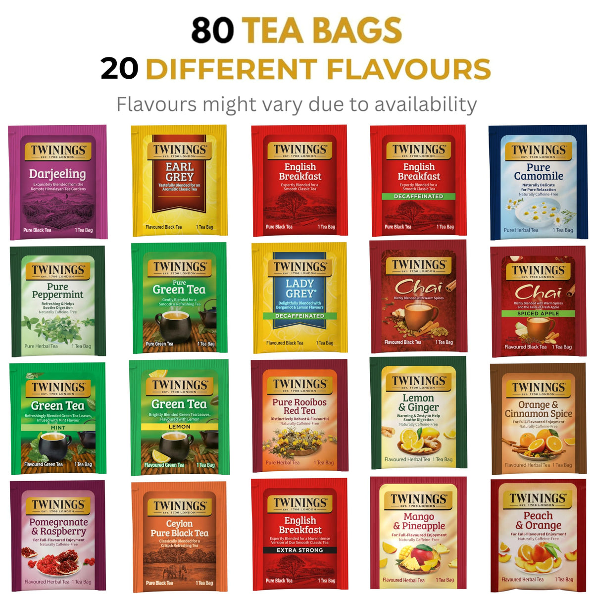 Twinings Tea Sampler Collection 80 Tea Bags 20 Flavours - Twinings Official Imagery - 3