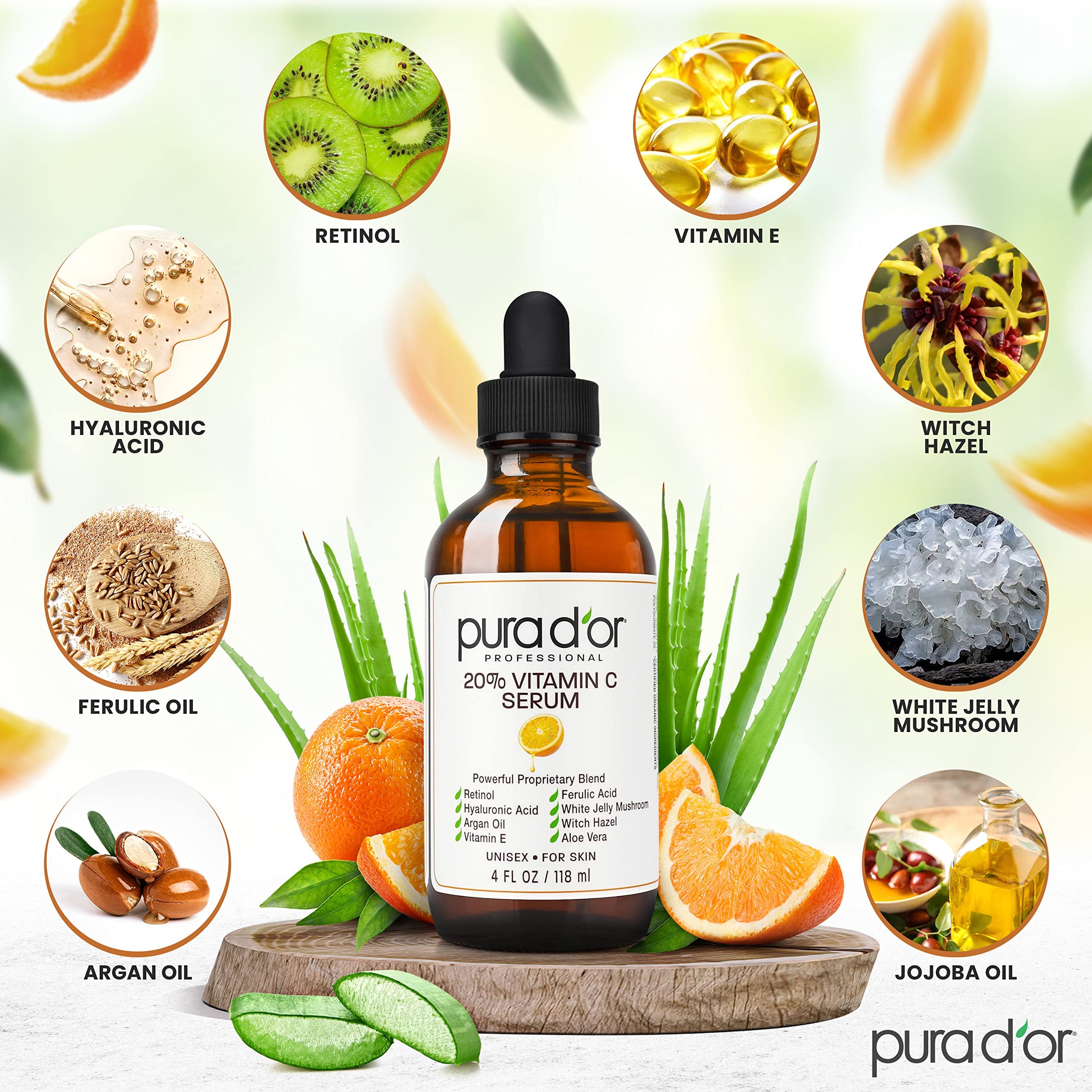 PURA D'OR 20% Vitamin C Anti - Aging Facial Serum & 4 fl oz - PURA D'OR Official Product View 4