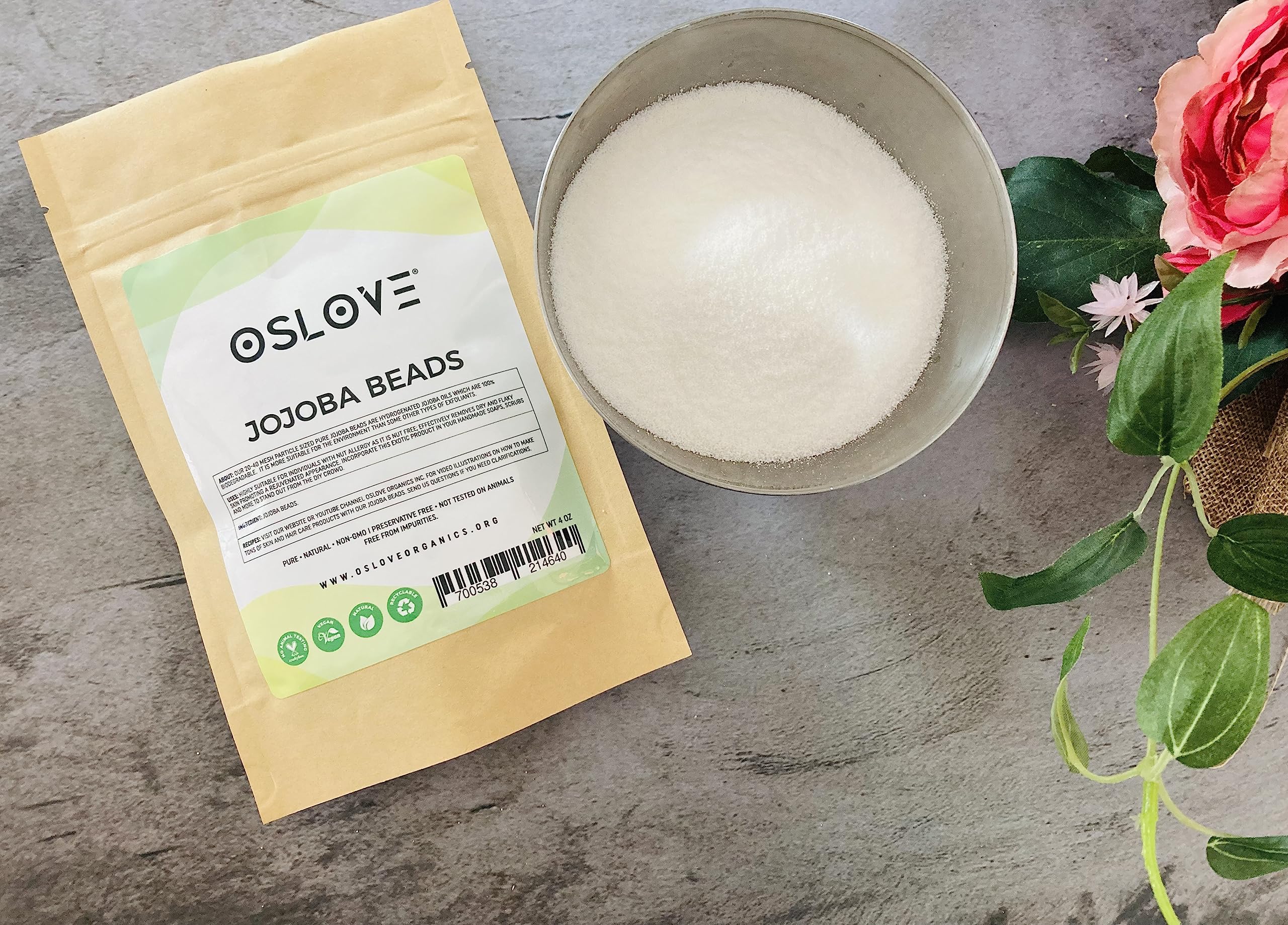 Oslove Organics Pure Jojoba Beads - 40 Mesh Size Cleanses and Exfoliates S - Oslove Organics Official Product View 4