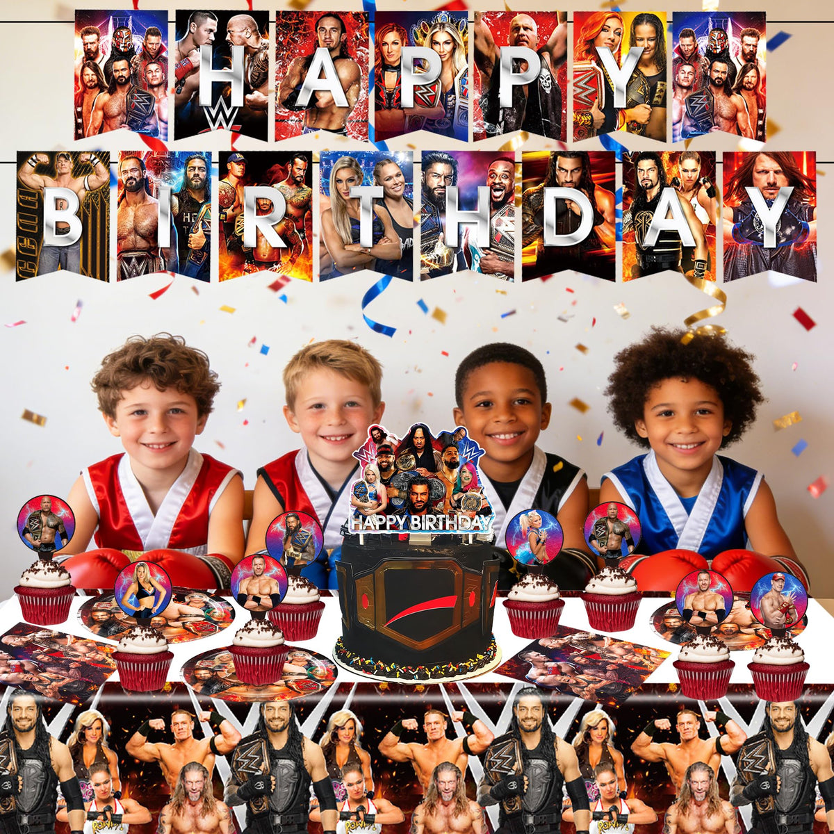 Wrestling Birthday Supplies 55Pcs Wrestling Birthday Party - HOOSTEADY Official Imagery - 7