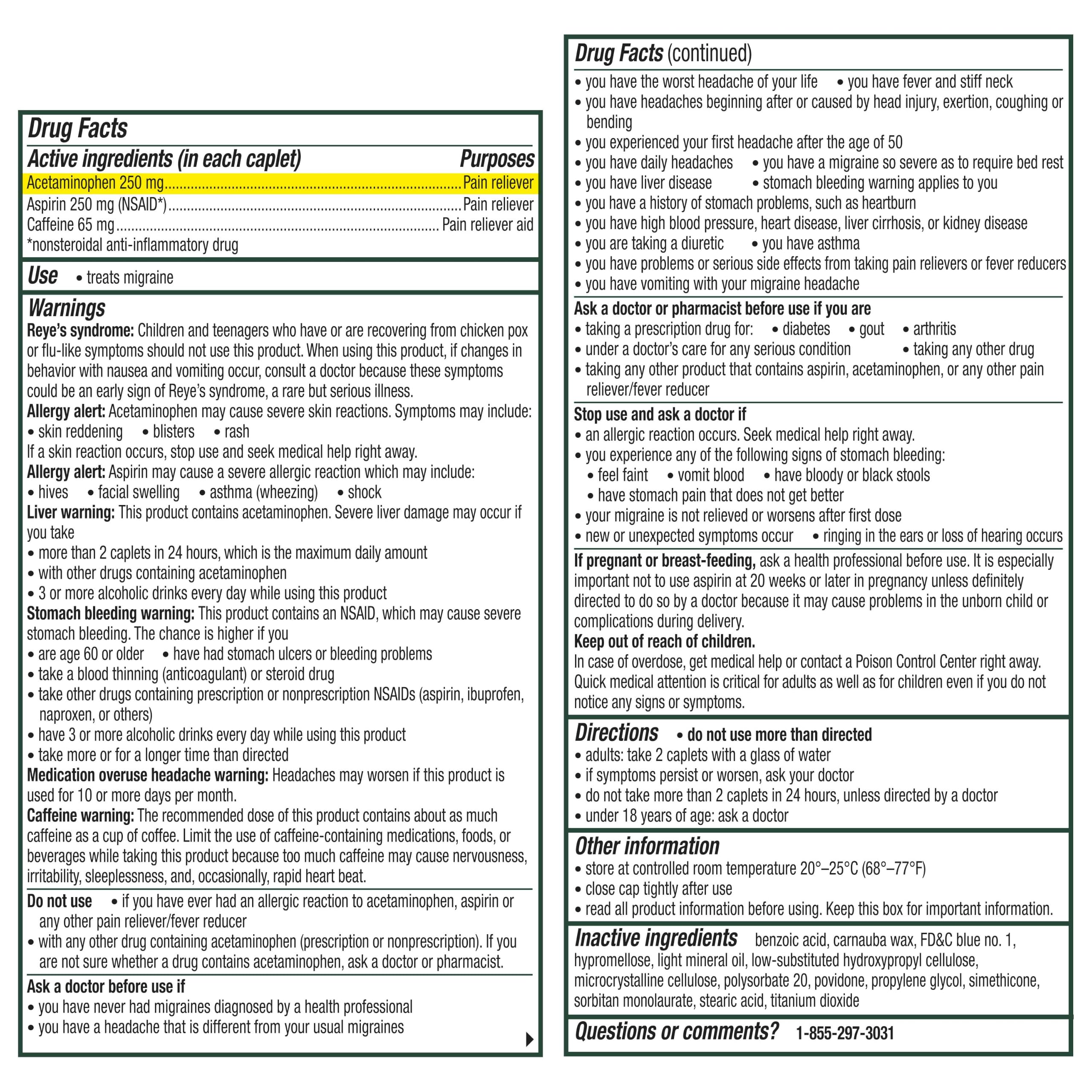 Excedrin Migraine Relief Caplets, 200 Count