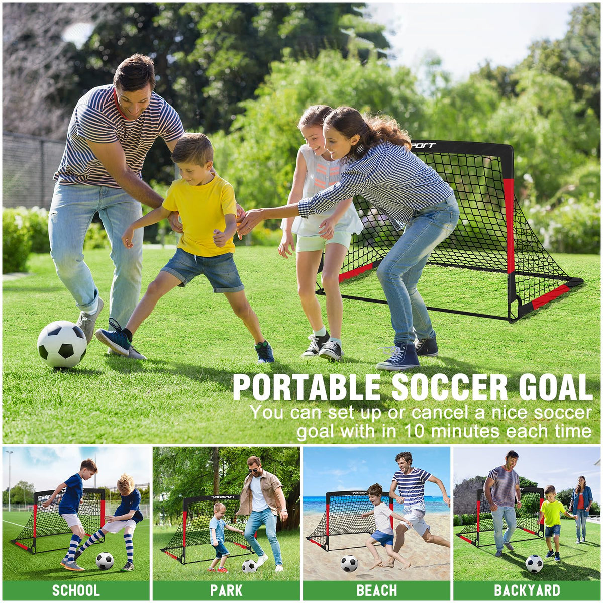 Kids Soccer Goals for Backyard 2 Pack 4x3ft Portable Soccer - VAVOSPORT Official Imagery - 7