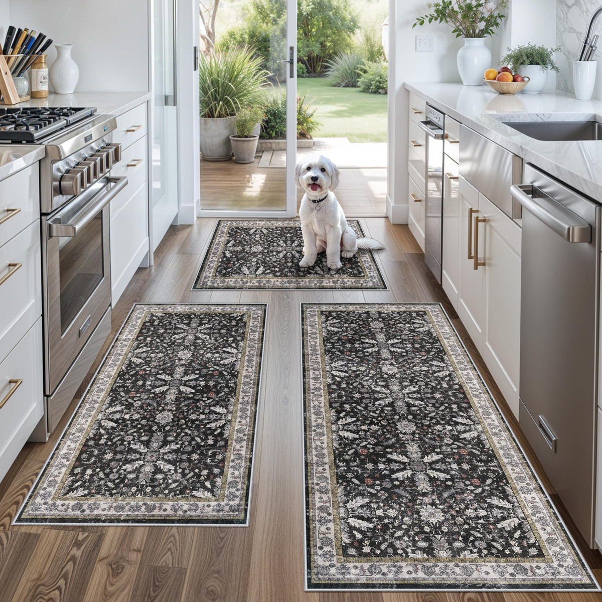 3 Piece Washable Kitchen Rug Set of 3 with Runner Non Slip - BYYVOO Official Imagery - 1
