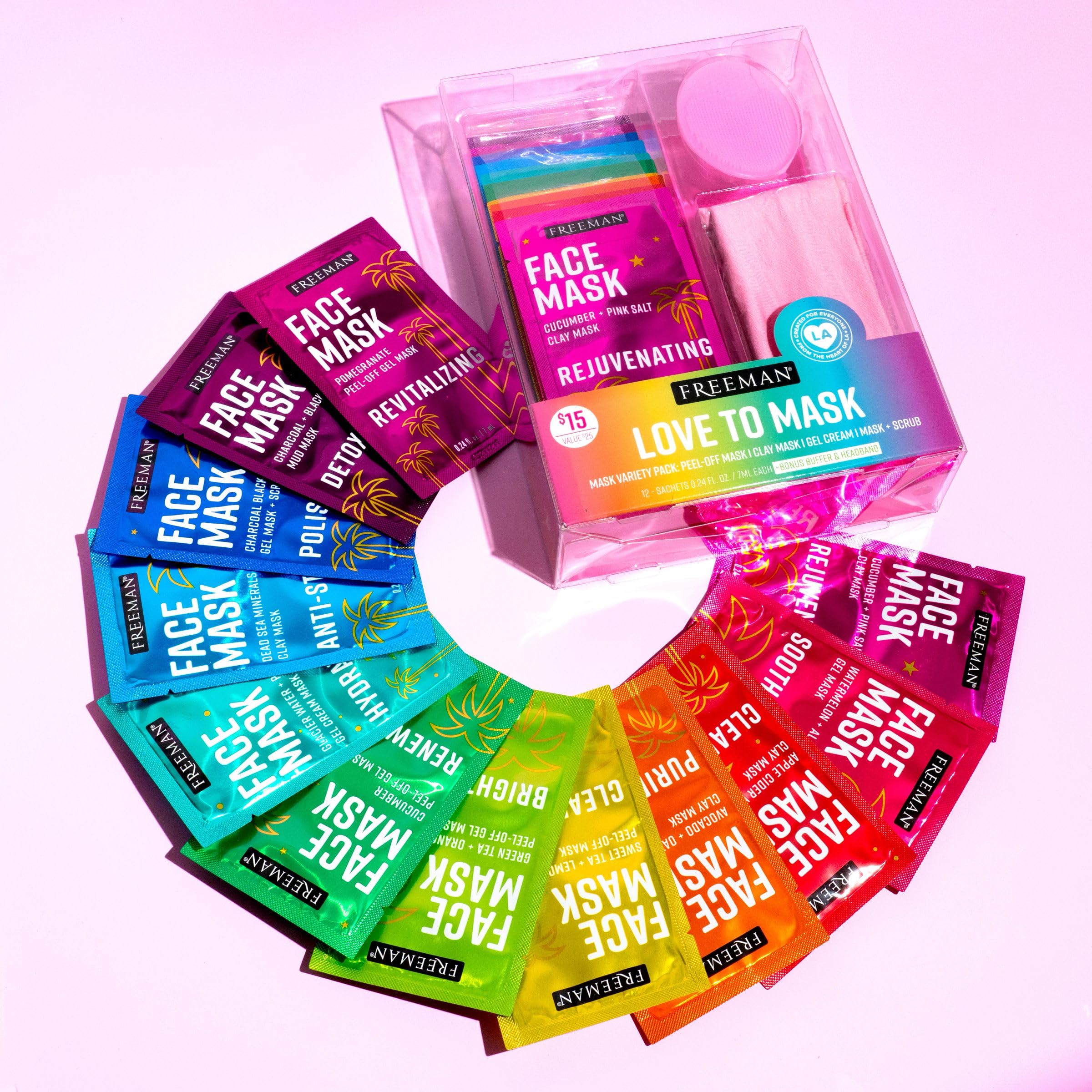 Freeman 14 Piece Love To Mask Variety Pack, Face Masks - Freeman