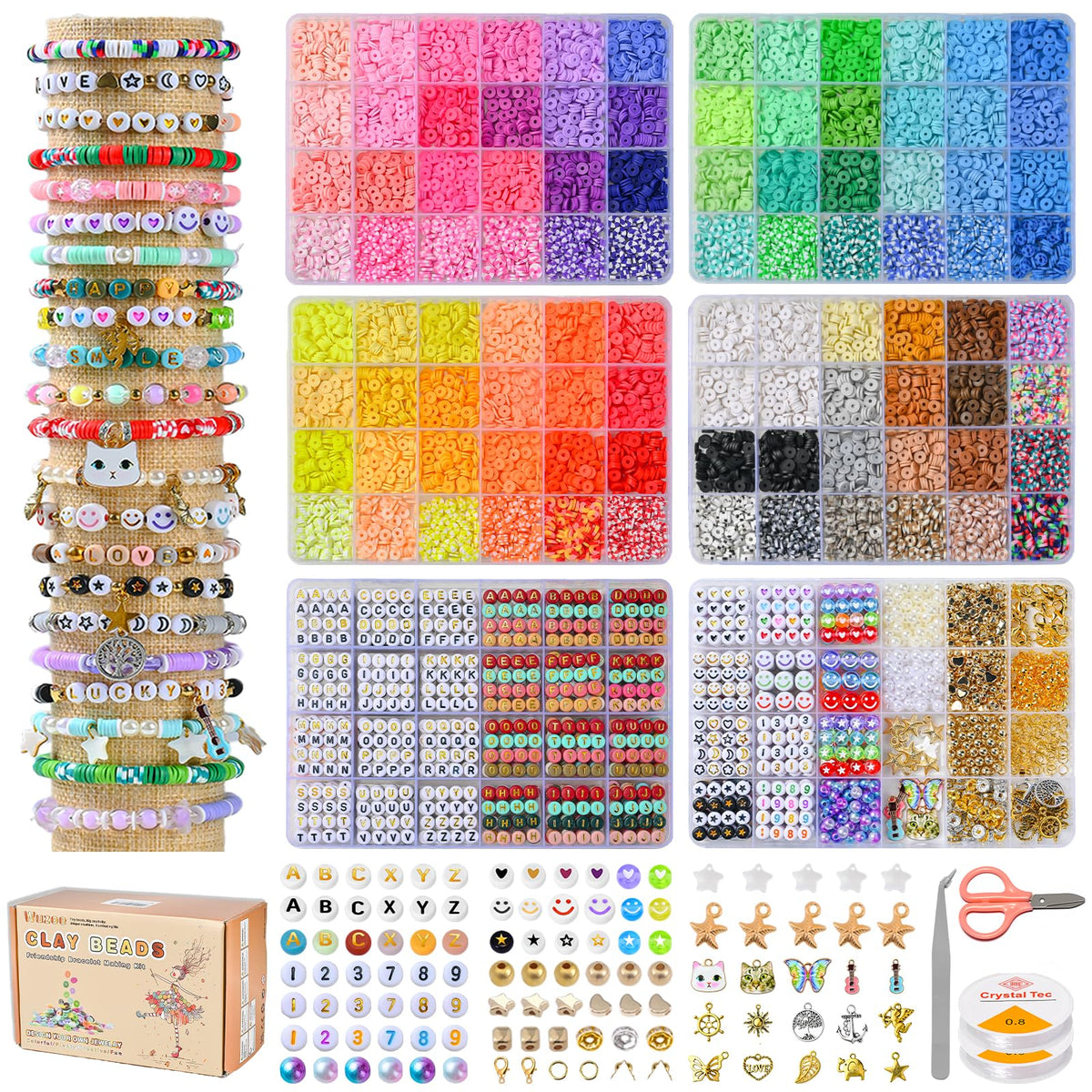 wuzoe Friendship Bracelet Kit 16888pcs 96 Colors Polymer - wuzoe Official Imagery - 1