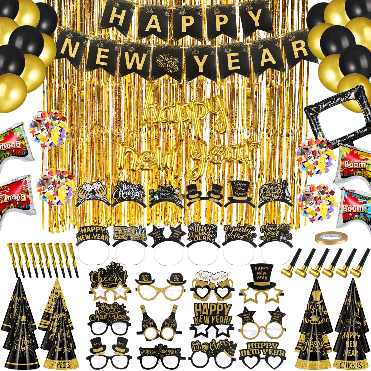 136 Pcs New Years Eve Party Supplies Kit New Year s Eve - Harrycle Official Imagery - 1