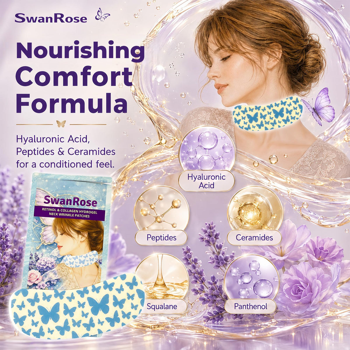 SwanRose Hydrogel Neck Wrinkle Patches Collagen Neck Mask - SwanRose Official Imagery - 5