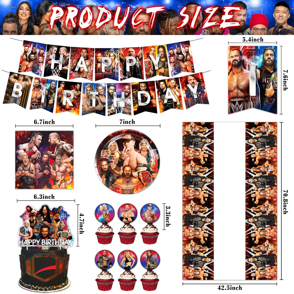 Wrestling Birthday Supplies 55Pcs Wrestling Birthday Party - HOOSTEADY Official Imagery - 4