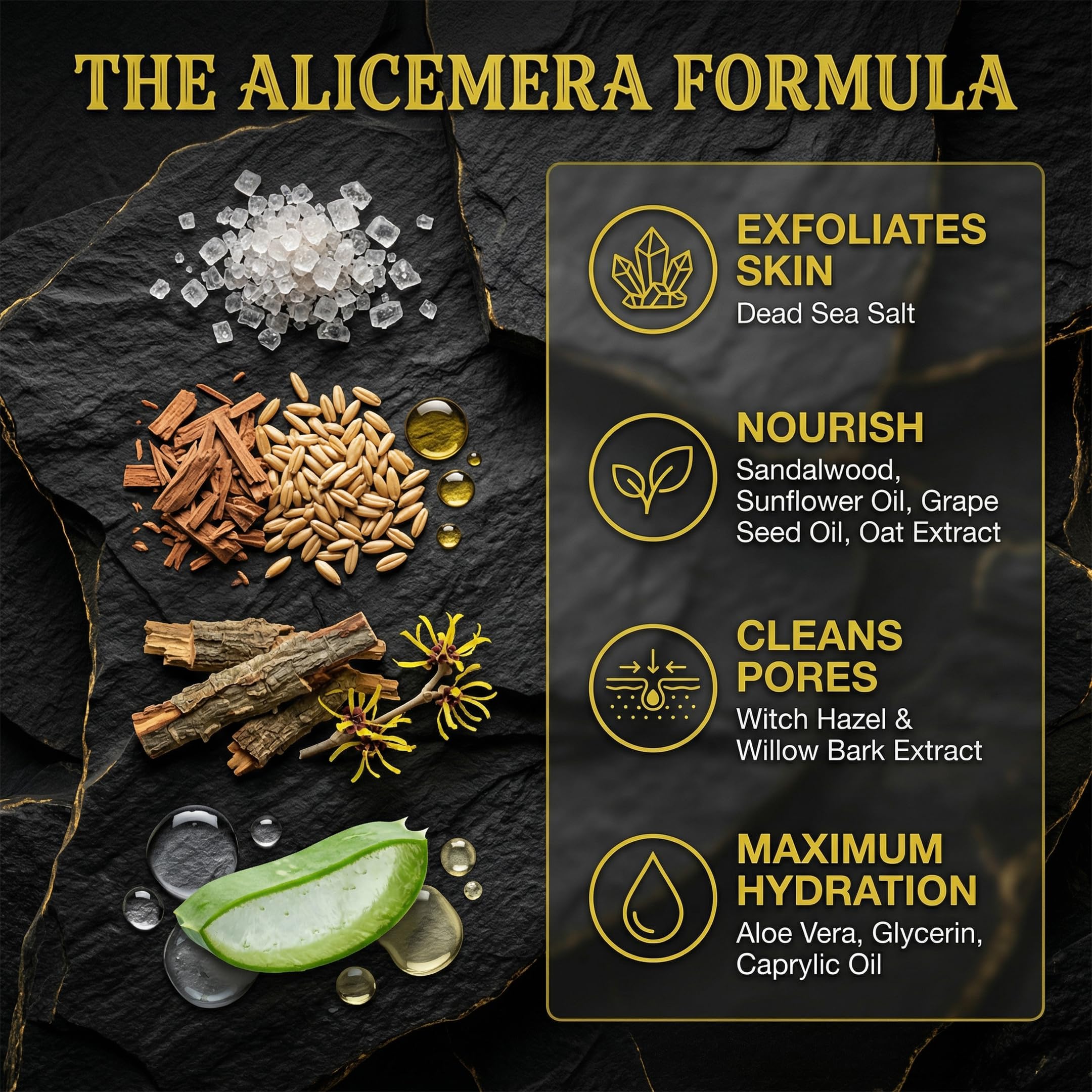 Alicemera Men's Body Scrub With Dead Sea Salt, Sandalwood, Aloe Vera 17 - Alicemera Official Product View 3