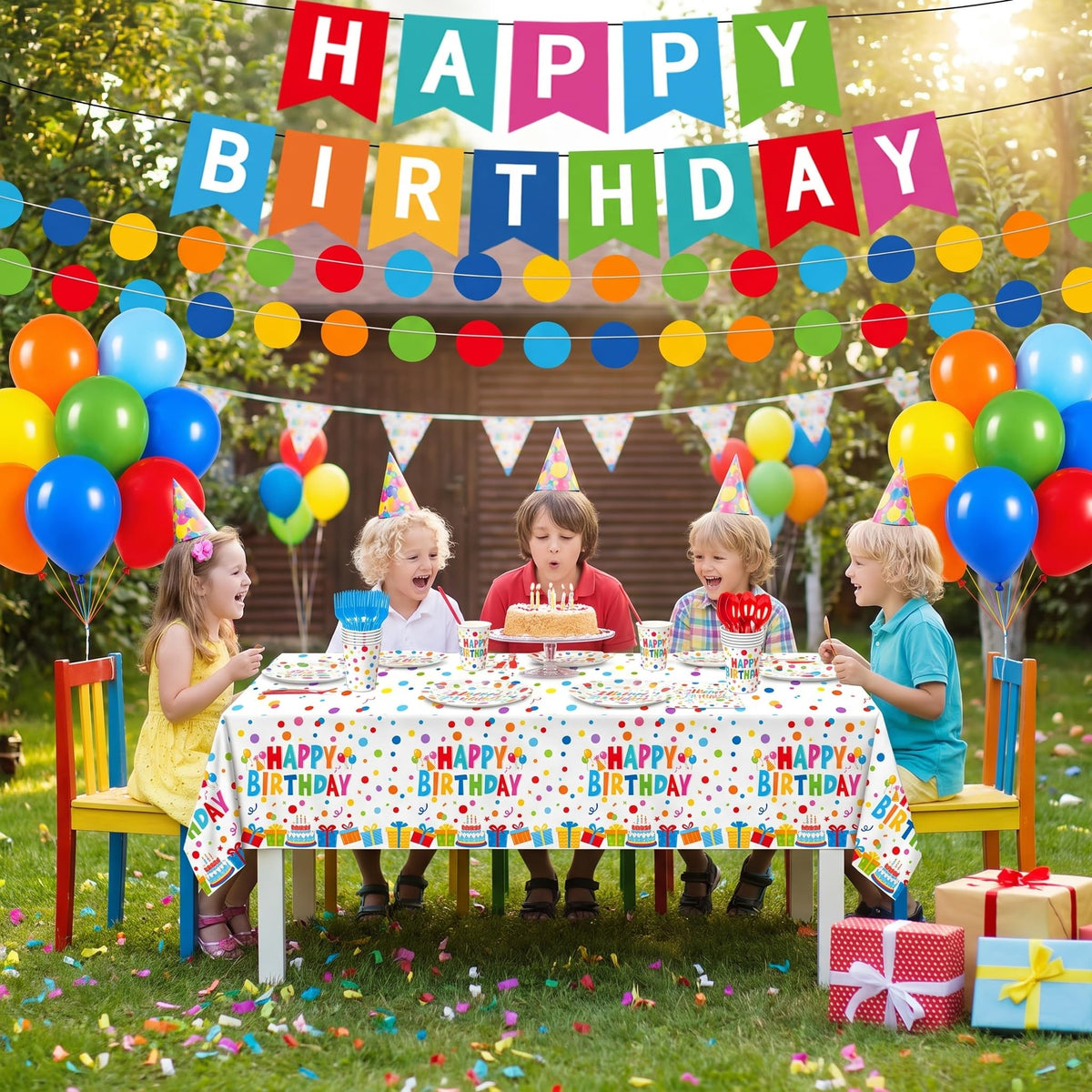 Happy Birthday Decorations 190PCS Colorful Dots Birthday - NKPDAXM Official Imagery - 8