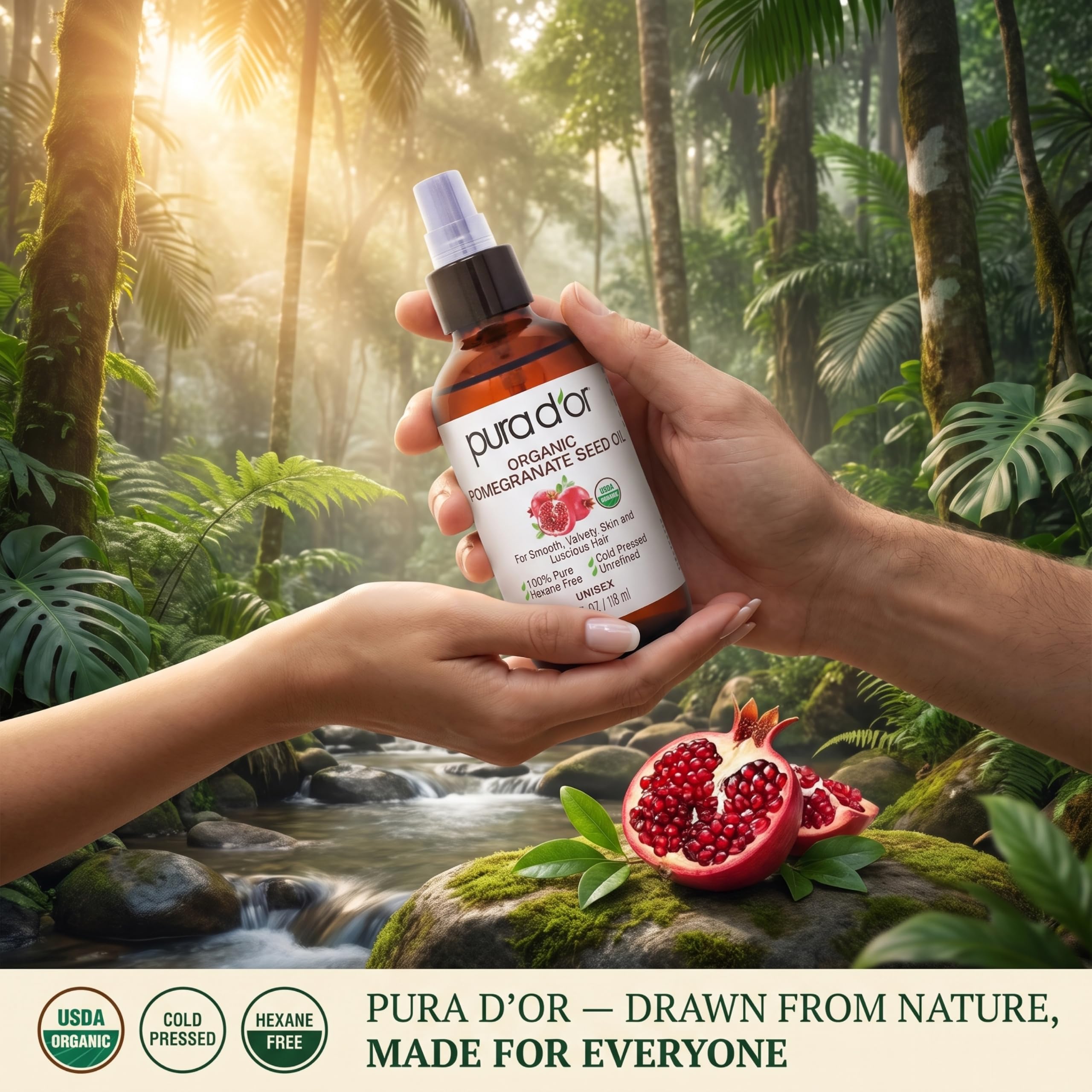 PURA D'OR ORGANIC Pomegranate Oil - 100% Pure USDA Certified Premium Grade - PURA D'OR Official Product View 7