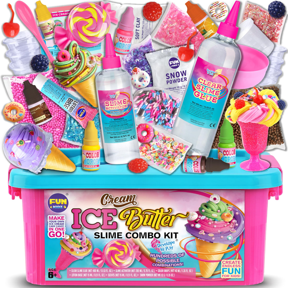 Gift Butter Slime Kit for Girls 10 12 FunKidz Ice Cream Soft - FUN KIDZ Official Imagery - 1