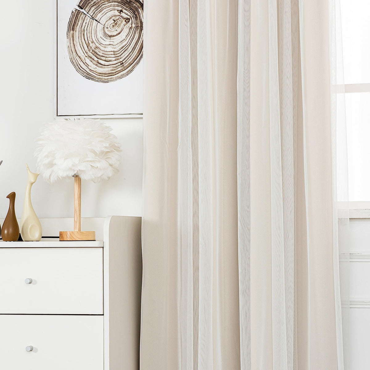 INLINAS Blackout Curtains with Sheer Overlay Beige 52x84 - INLINAS Official Imagery - 6